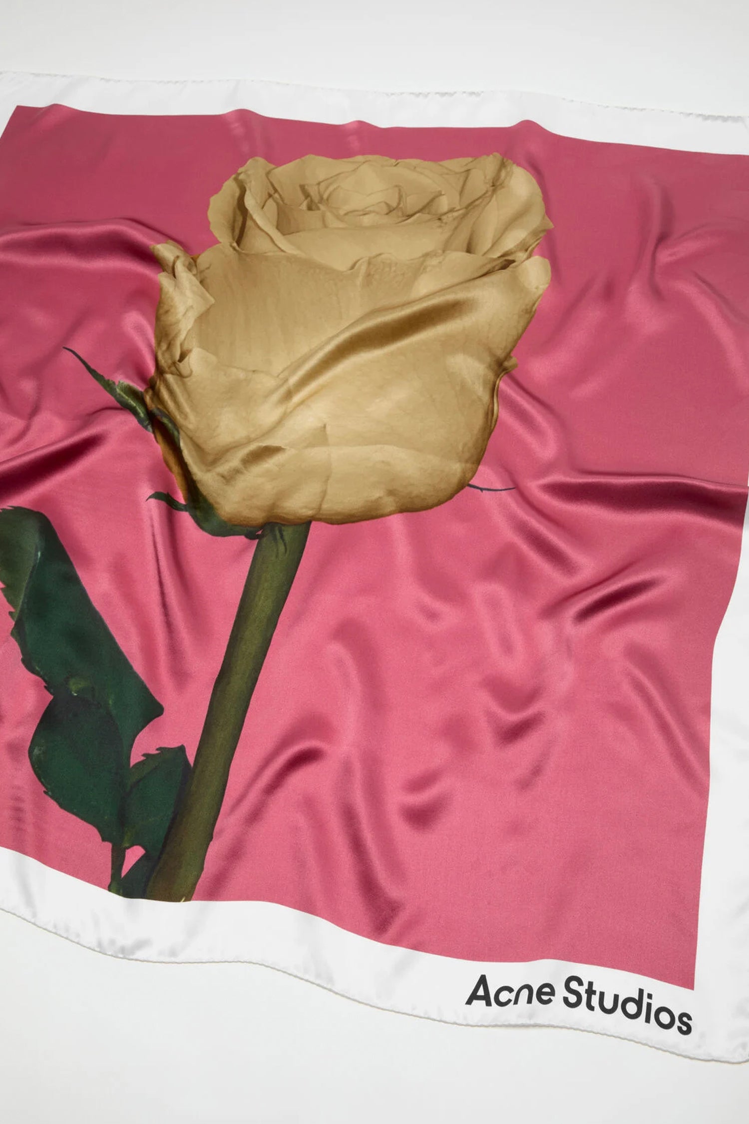 ACNE STUDIOS SQUARE SILK SCARF IN OLD PINK, SS26