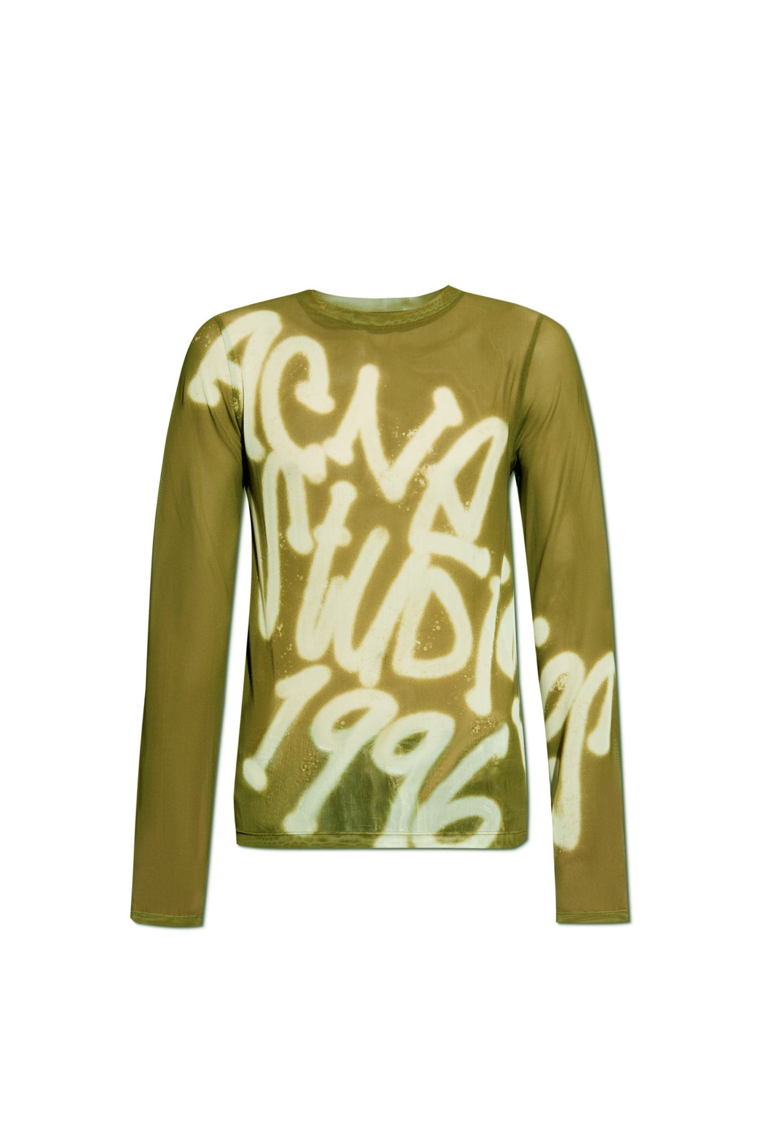 LONG SLEEVE T-SHIRT SPRAYED LOGO IN DARK KHAKI, SS25