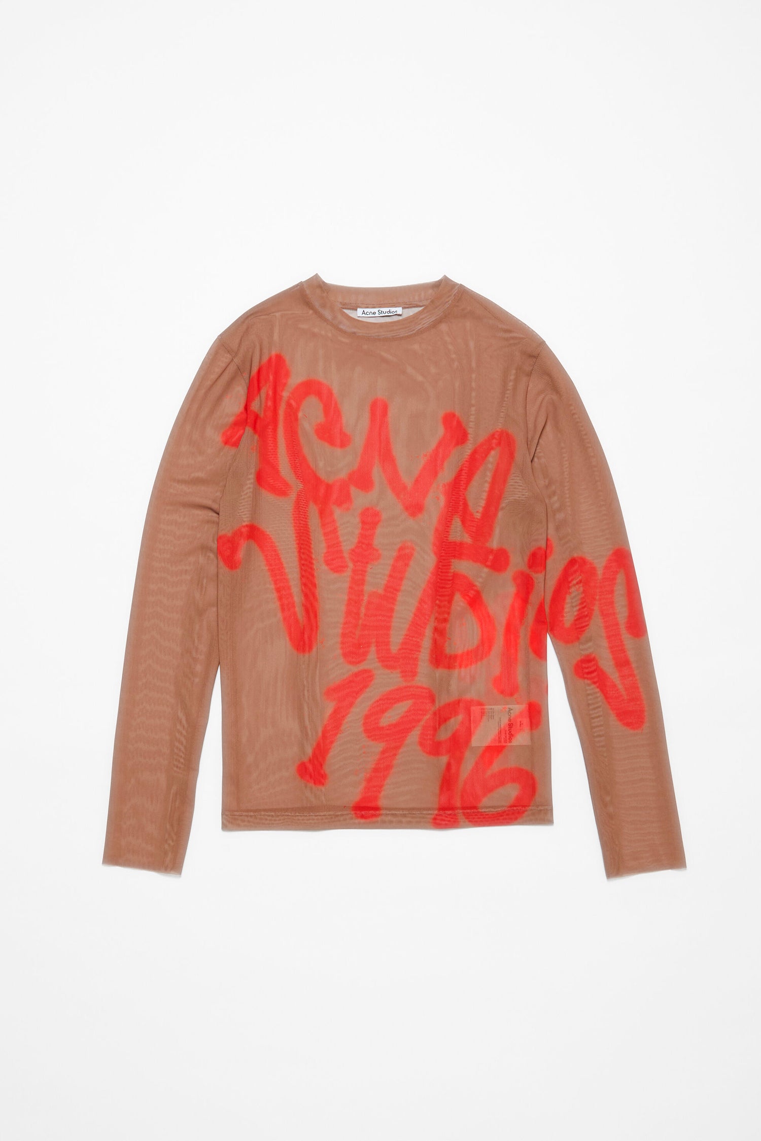 LONG SLEEVE T-SHIRT SPRAYED LOGO IN TAUPE BEIGE, SS25