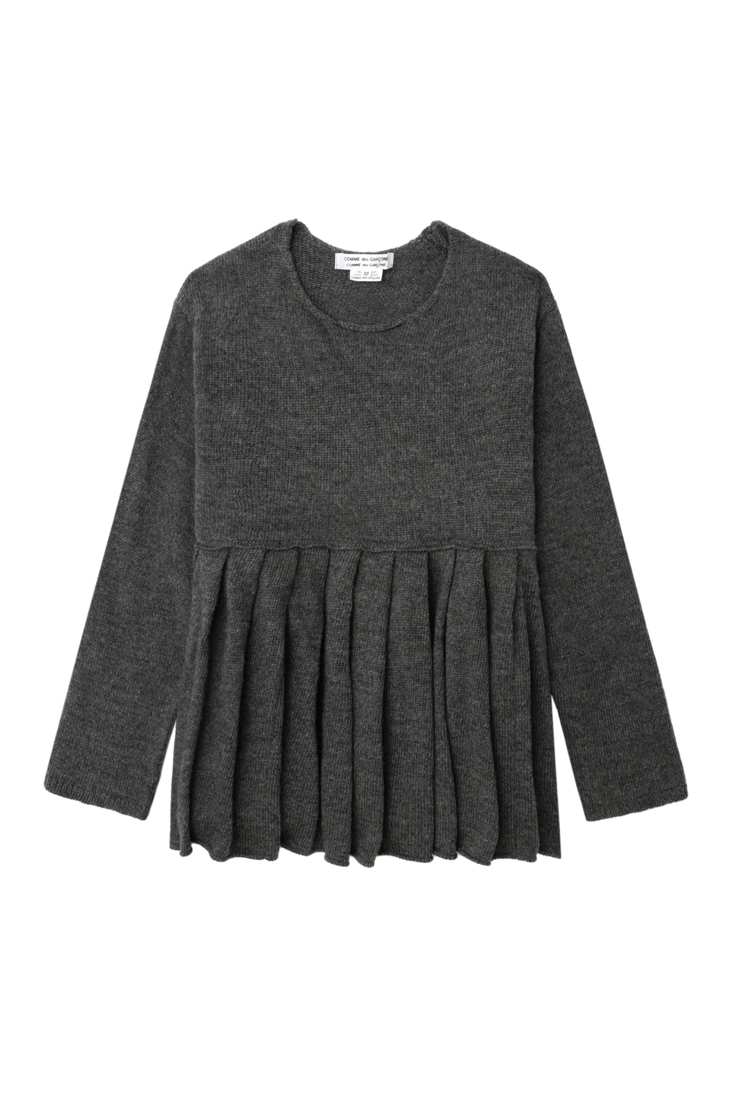 RUFFLE PEPLUM SWEATER IN CHARCOAL, FW25