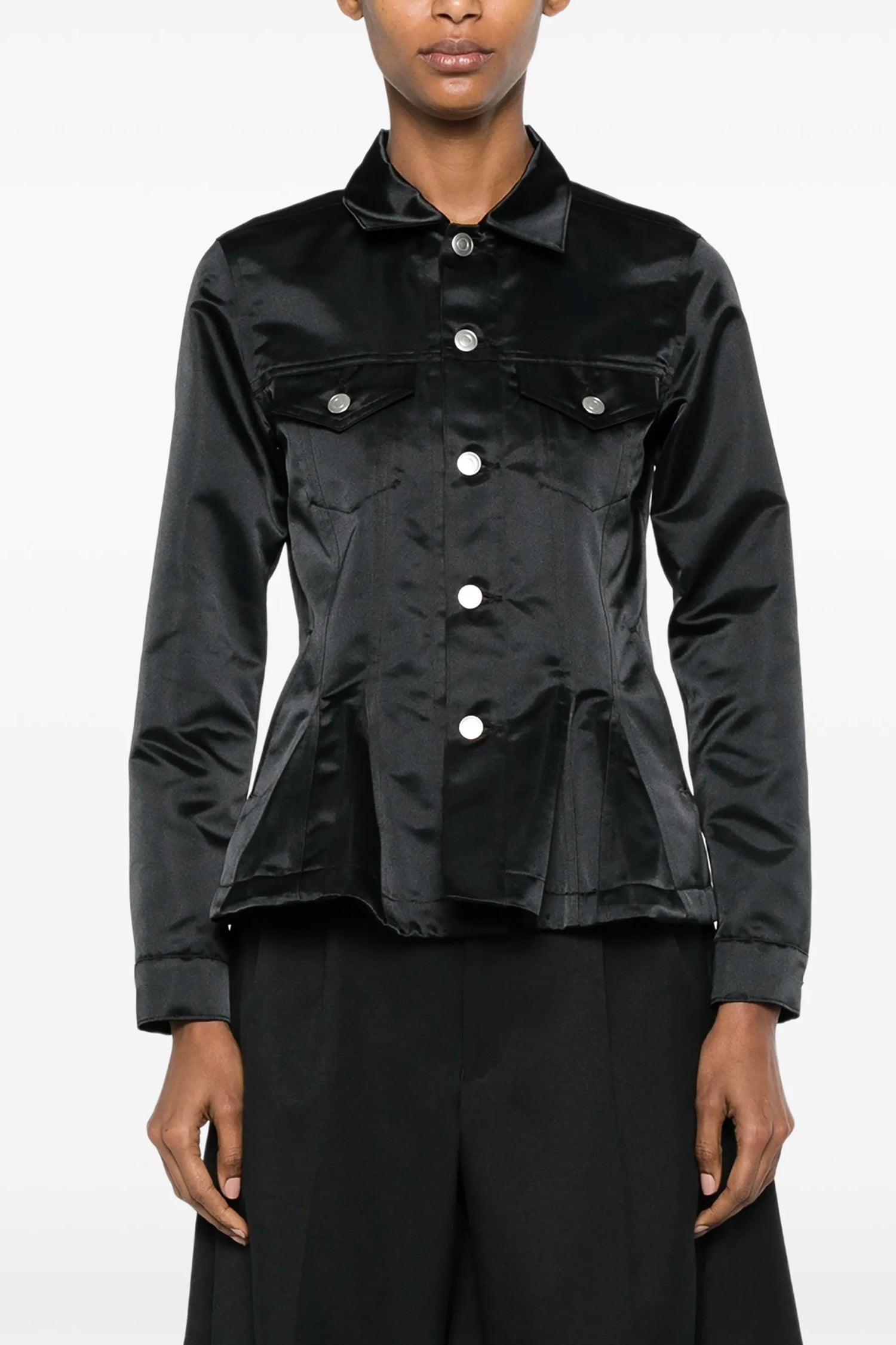 PEPLUM BUTTON JACKET IN BLACK, SS26