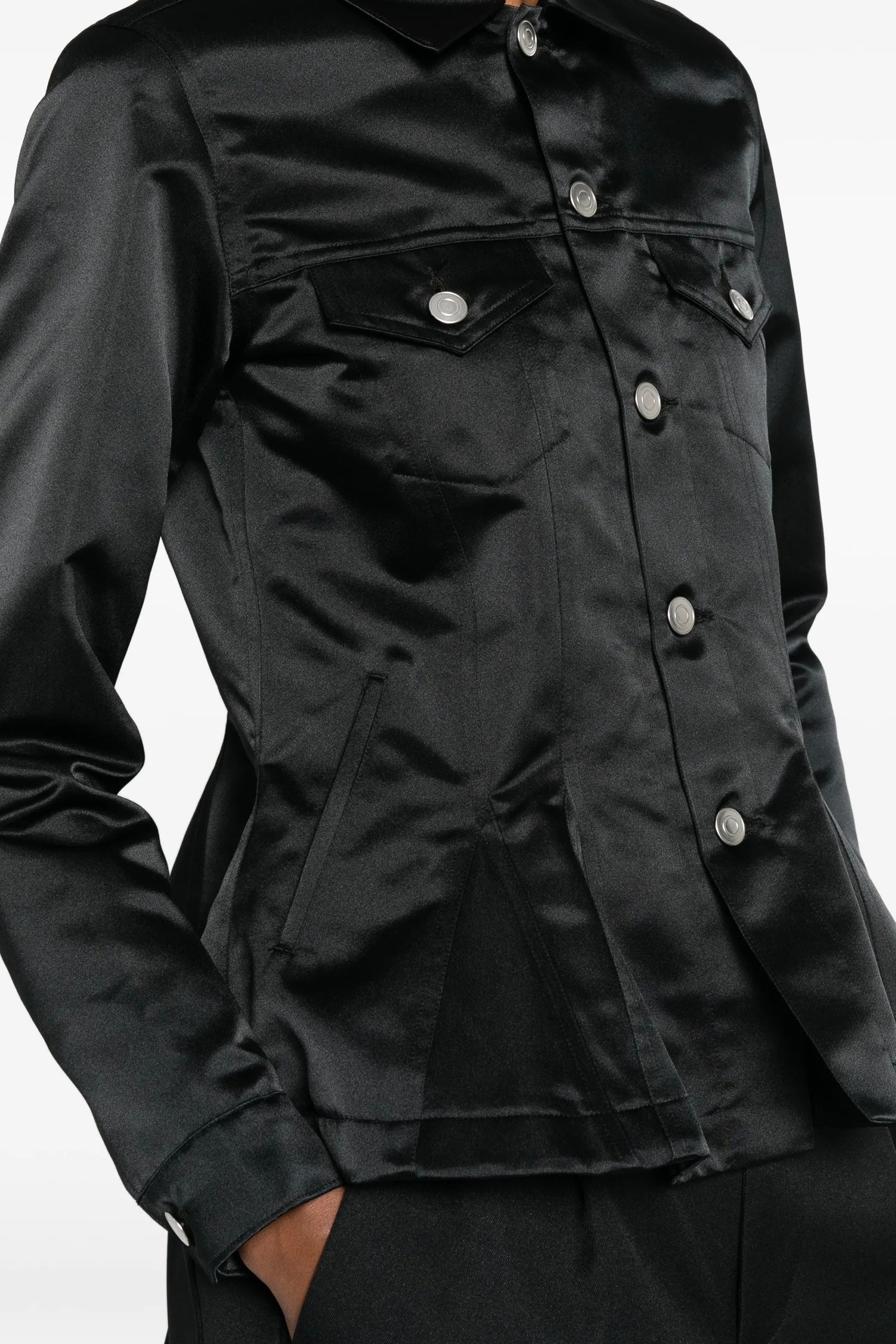 PEPLUM BUTTON JACKET IN BLACK, SS26