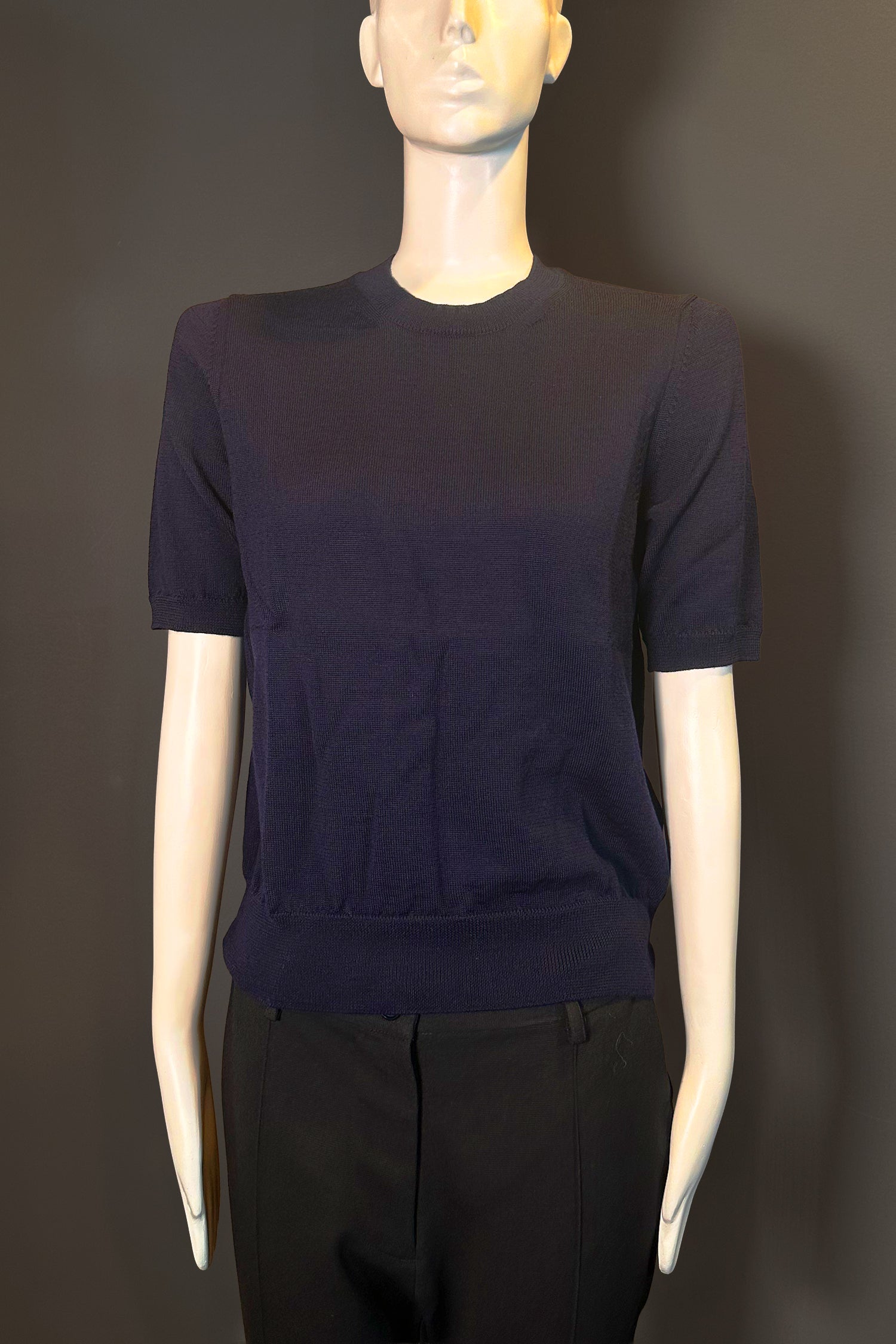S/S KNIT PULLOVER IN NAVY, SS26