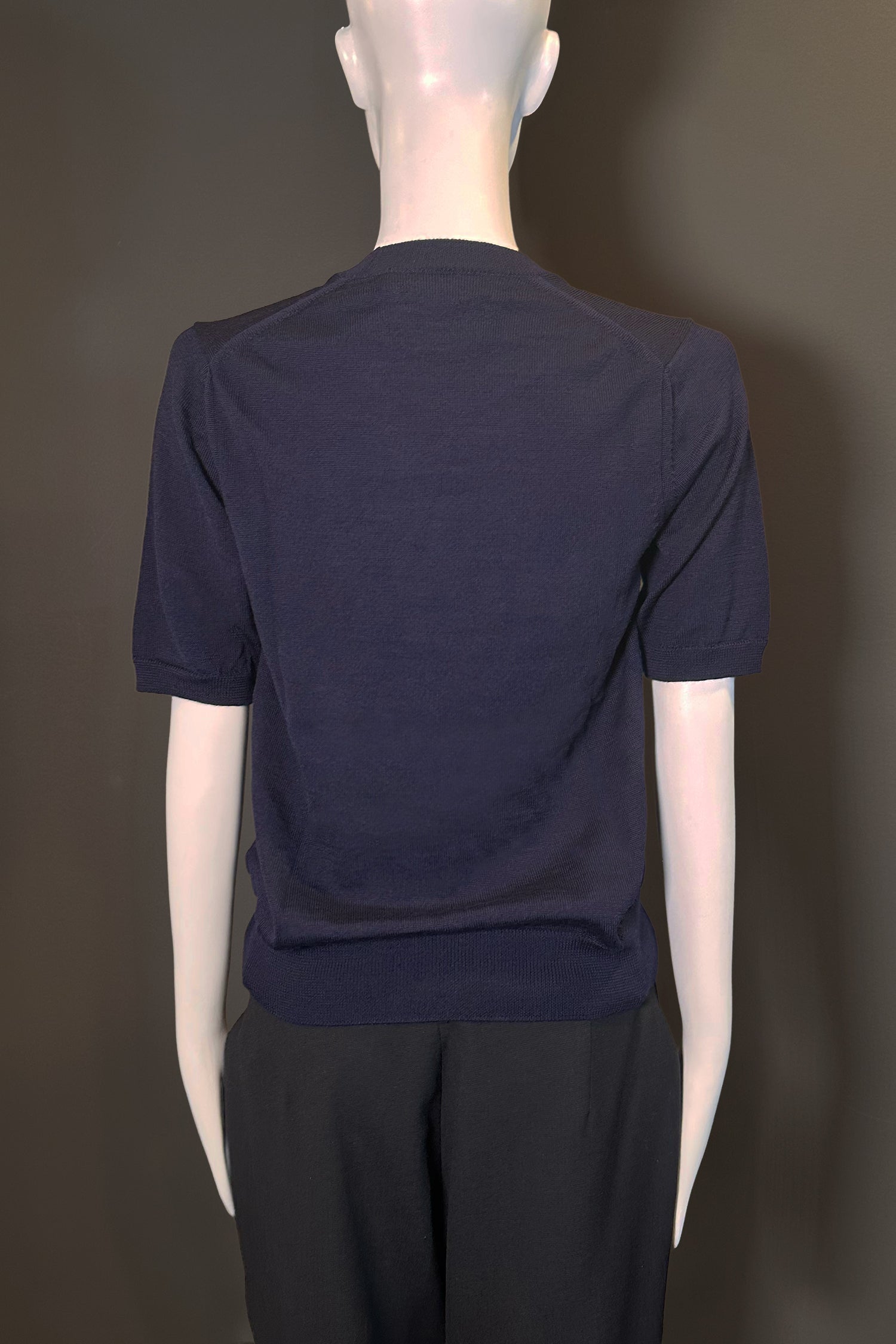 S/S KNIT PULLOVER IN NAVY, SS26