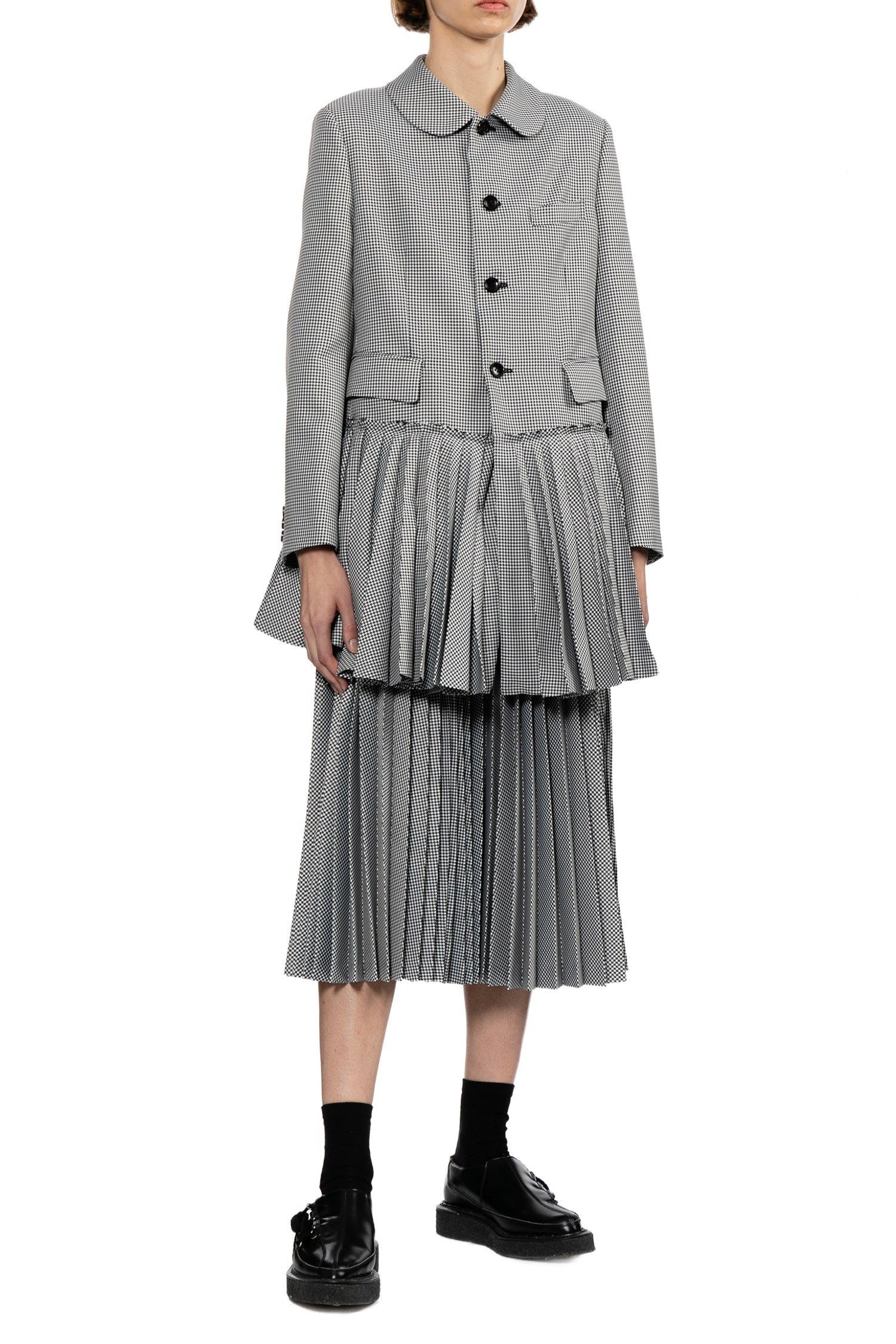 PLEATED MIDI SKIRT IN BLK/WHITE, SS26