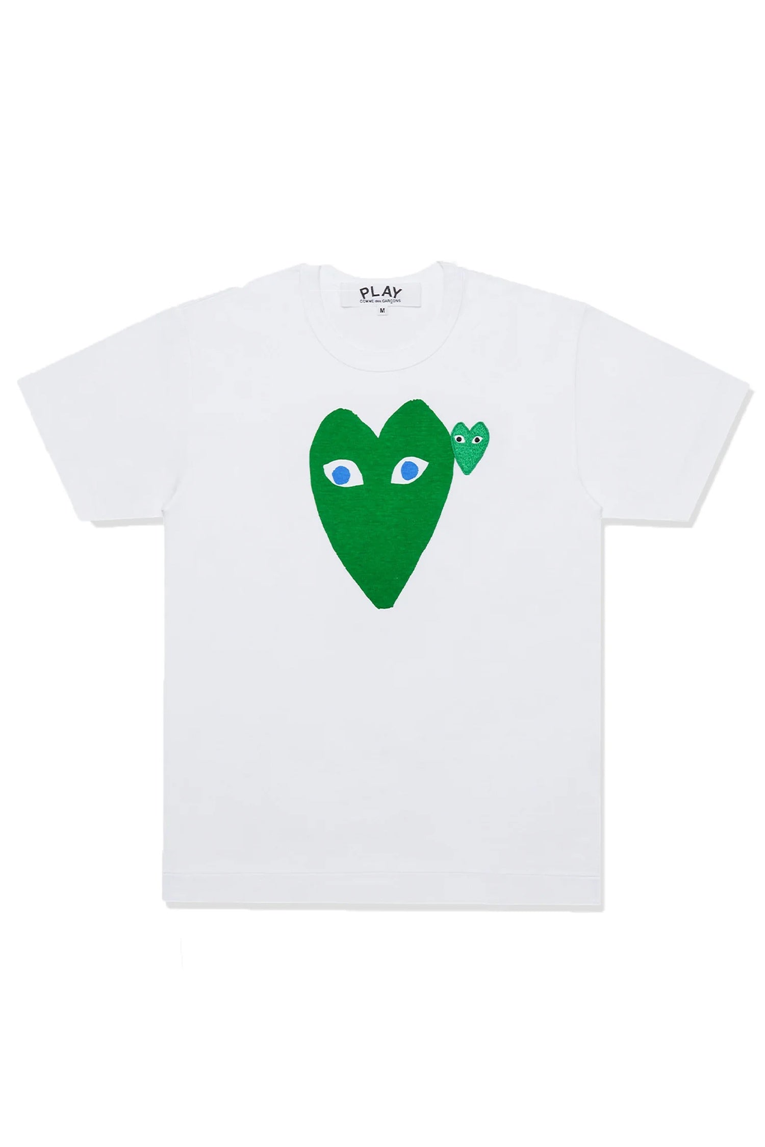 WHITE T SHIRT WITH TWO GREEN HEARTS, SS25