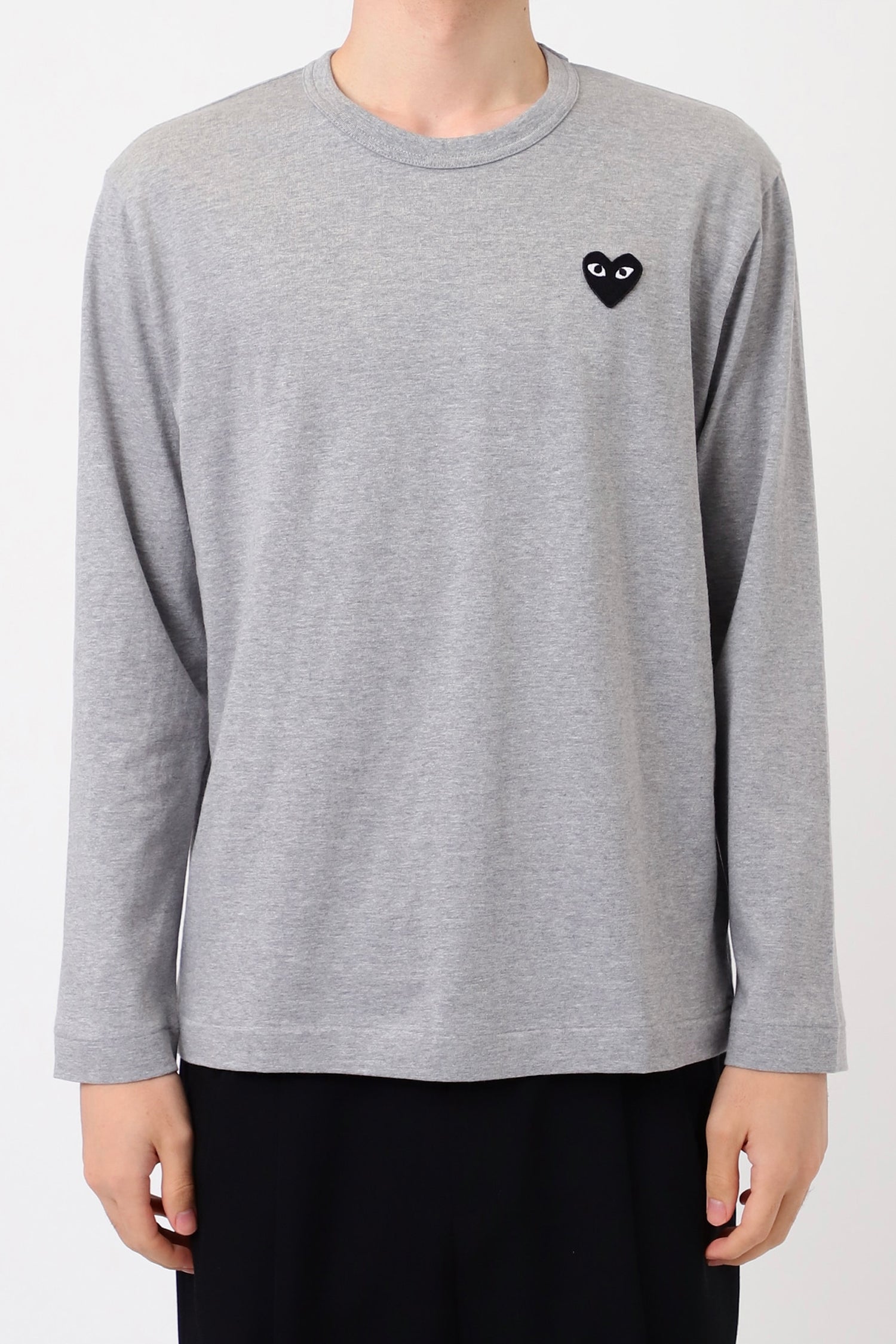 GREY L/S T-SHIRT WITH BLACK HEART, SS25