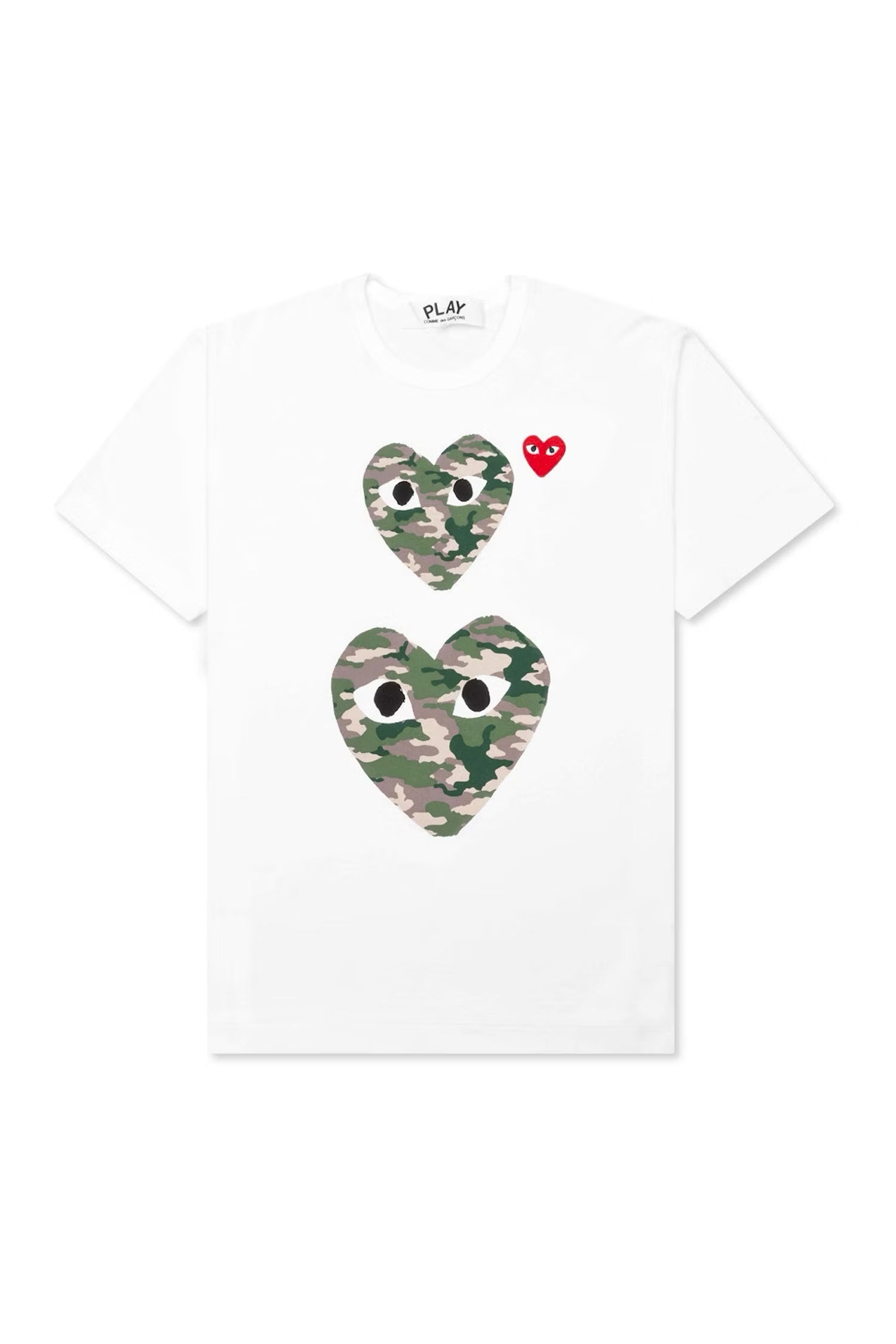 WHITE T SHIRT WITH CAMO HEART, SS25