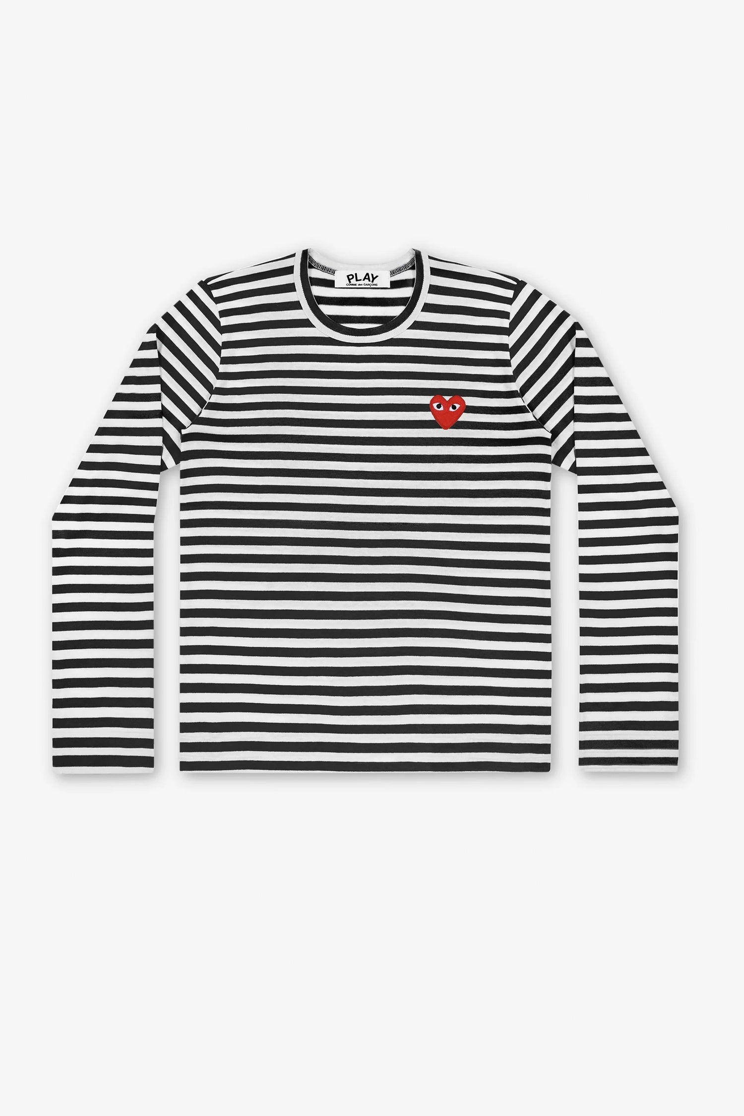 UNISEX STRIPED T-SHIRT W EMB. RED HEART IN BLK/WHT, SS26