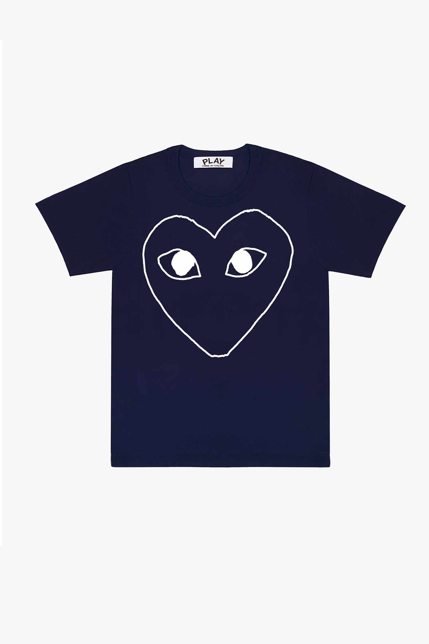 UNISEX T-SHIRT W HEART OUTLINE IN NAVY, SS26