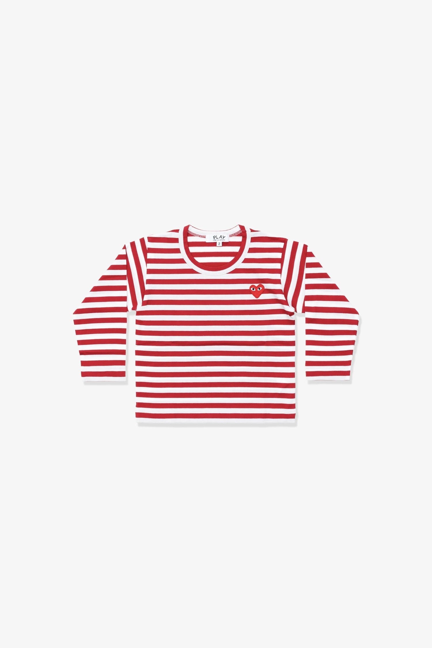 KIDS STRIPED T-SHIRT W EMB. RED HEART IN RED, SS26