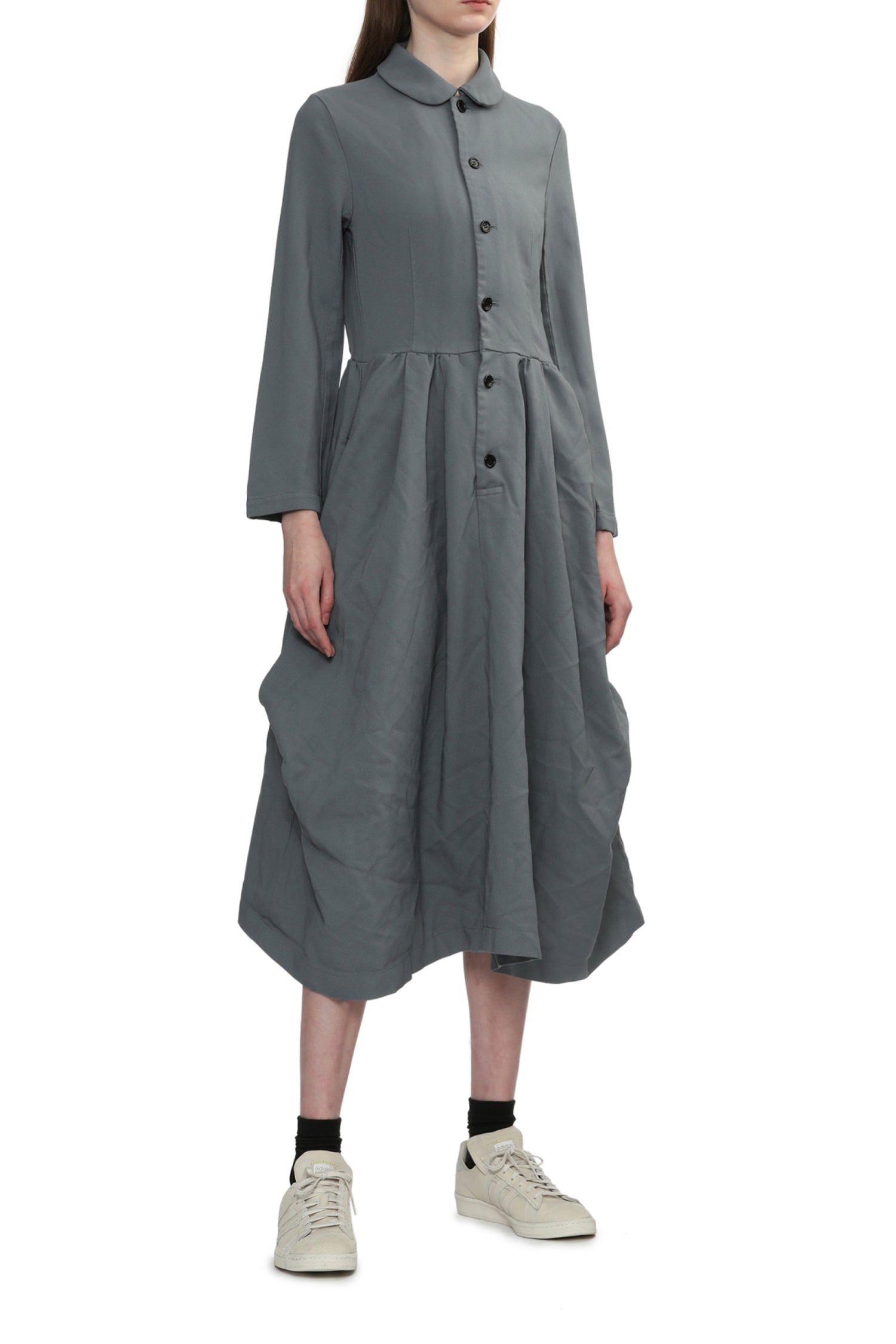 DRAPE POCKET SHIRTDRESS IN SAGE, W24/25