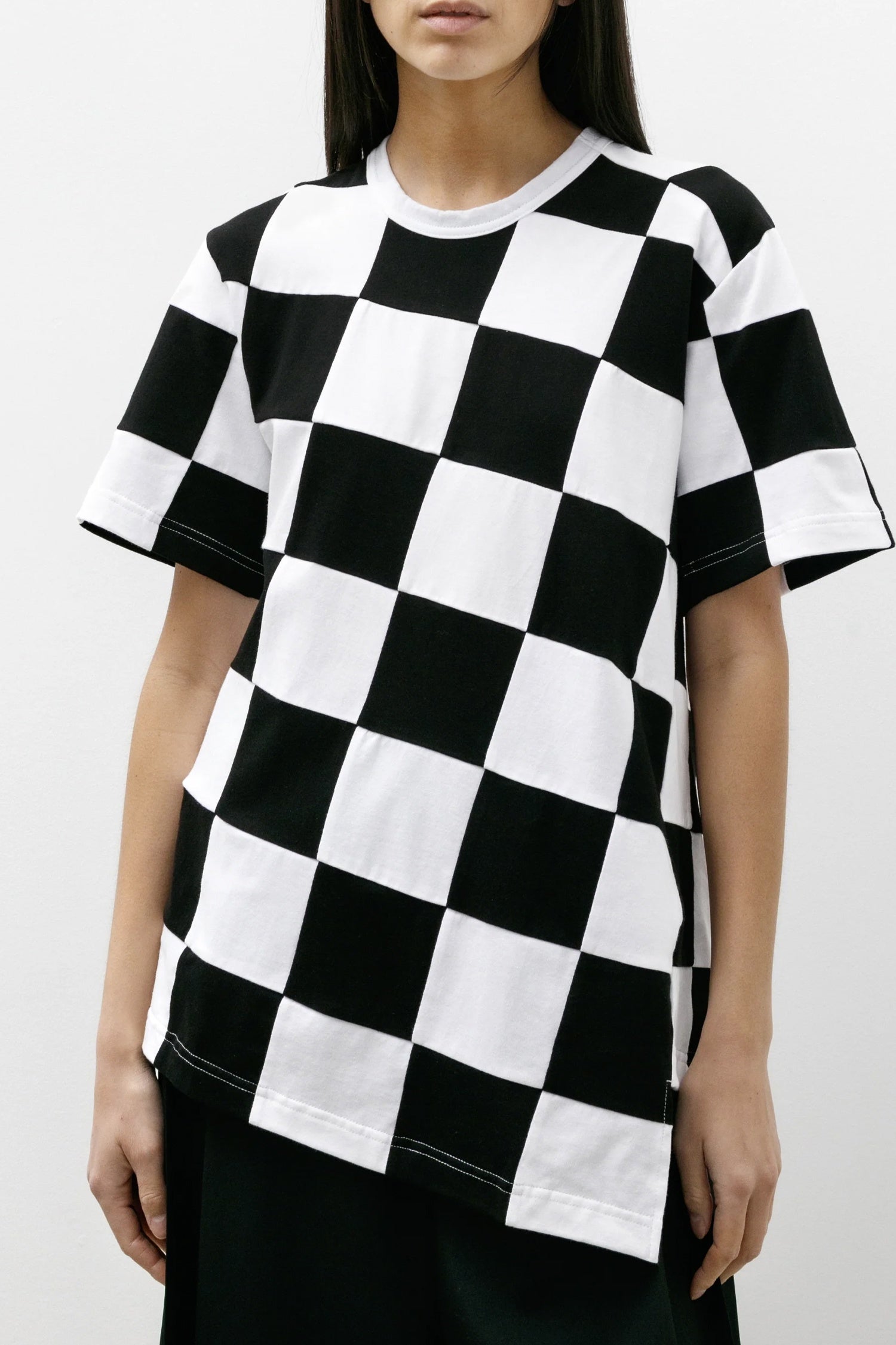 CHECKERED T-SHIRT IN BLK/WHT, SS25