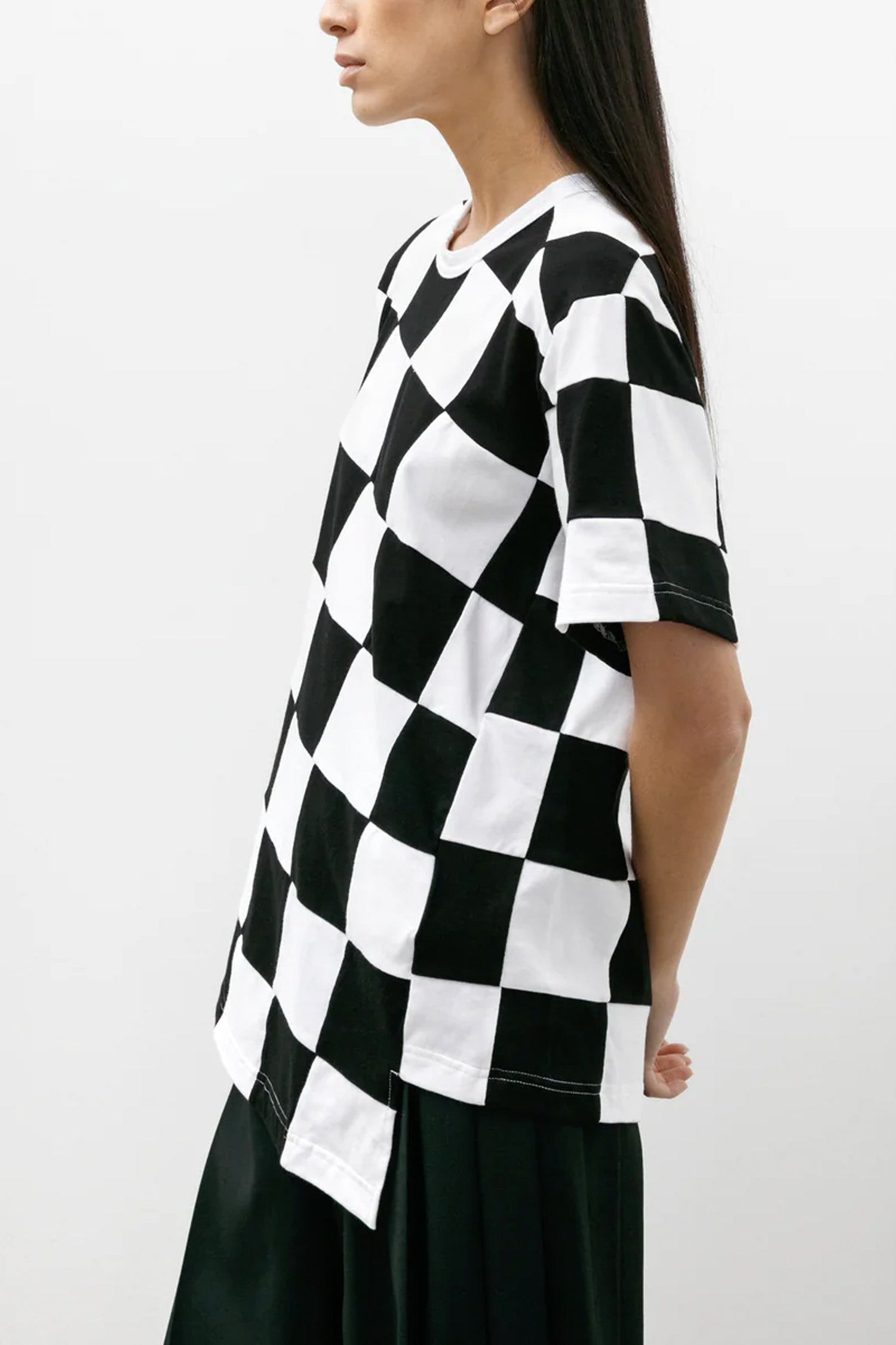 CHECKERED T-SHIRT IN BLK/WHT, SS25