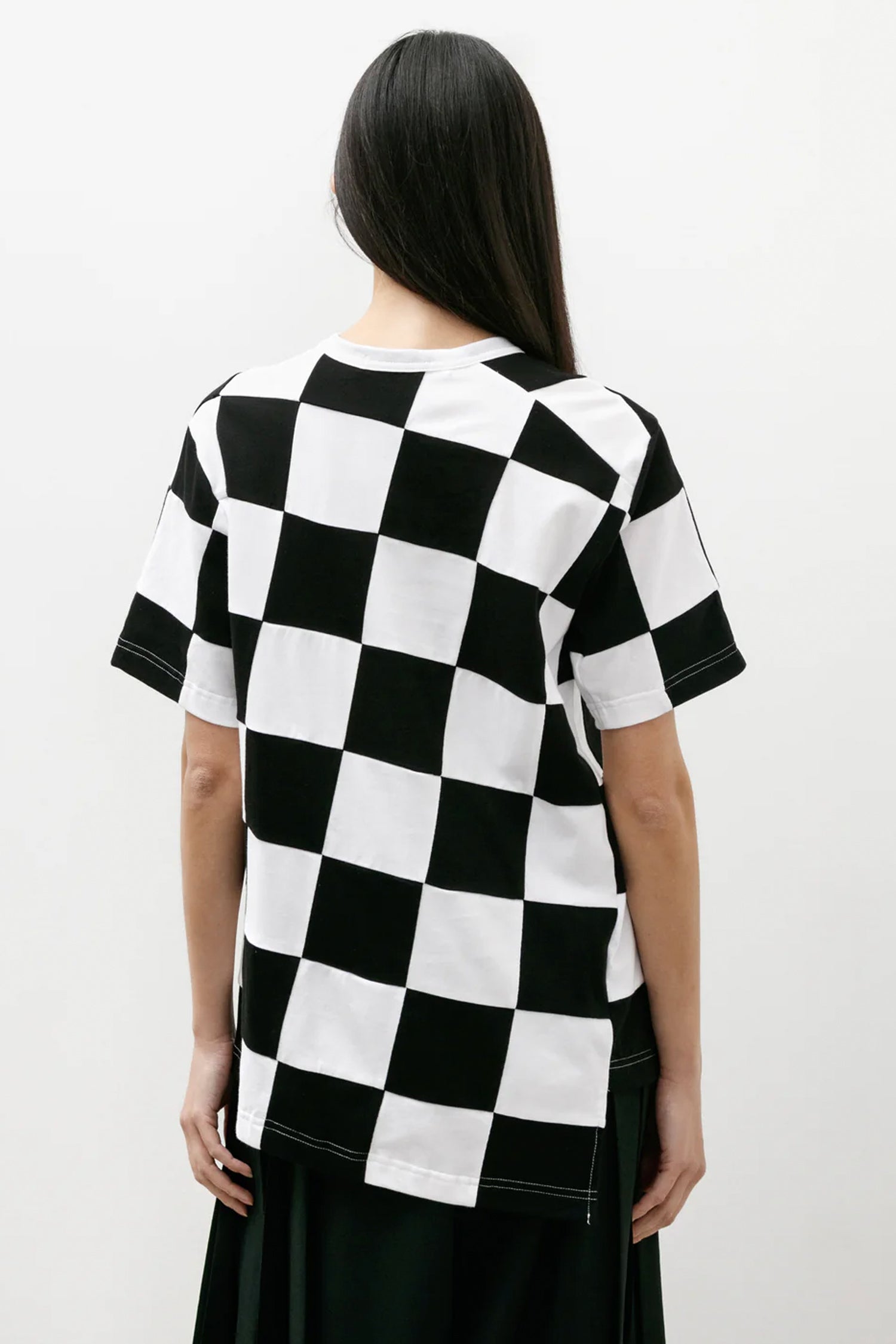 CHECKERED T-SHIRT IN BLK/WHT, SS25