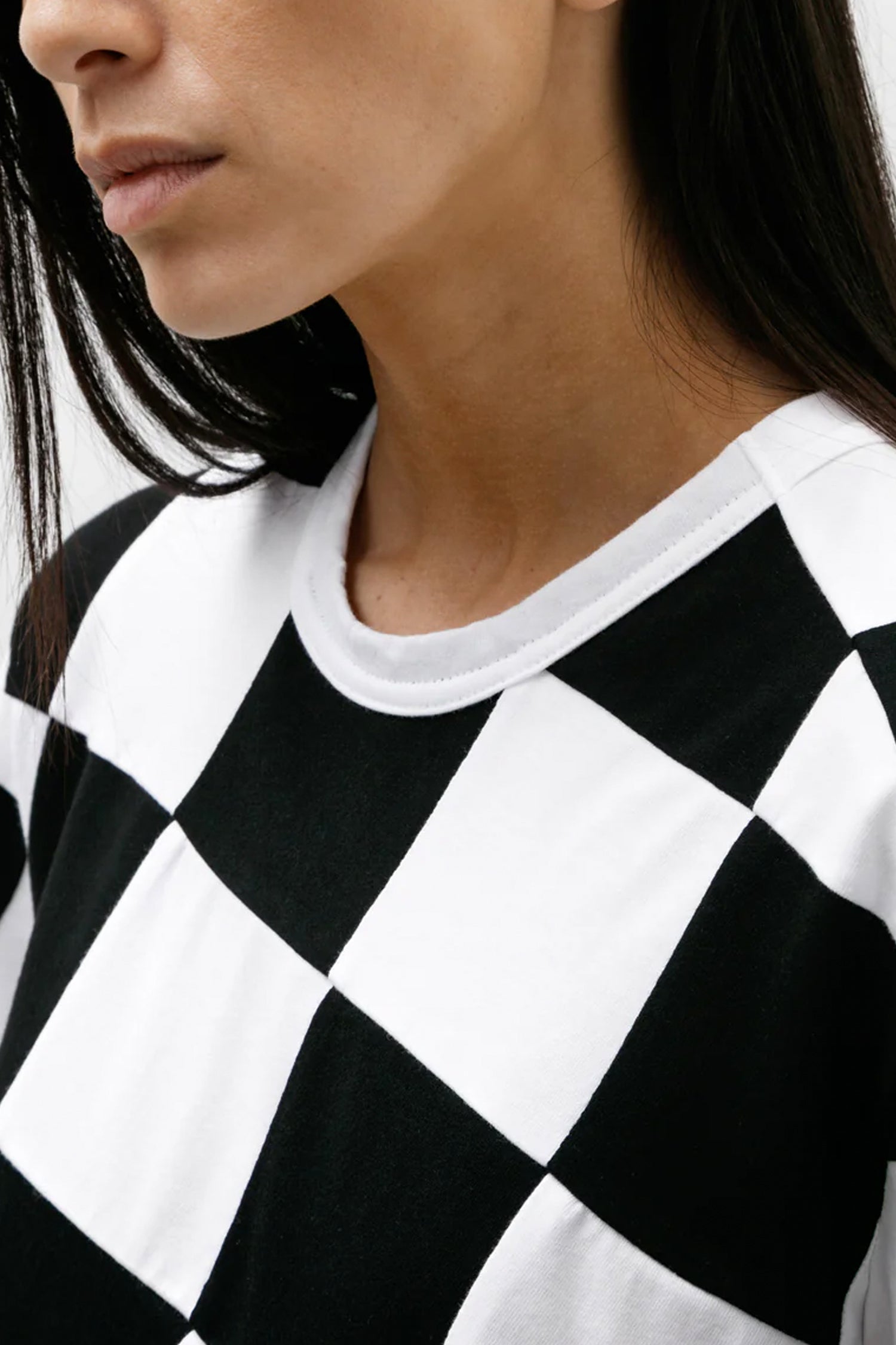 CHECKERED T-SHIRT IN BLK/WHT, SS25