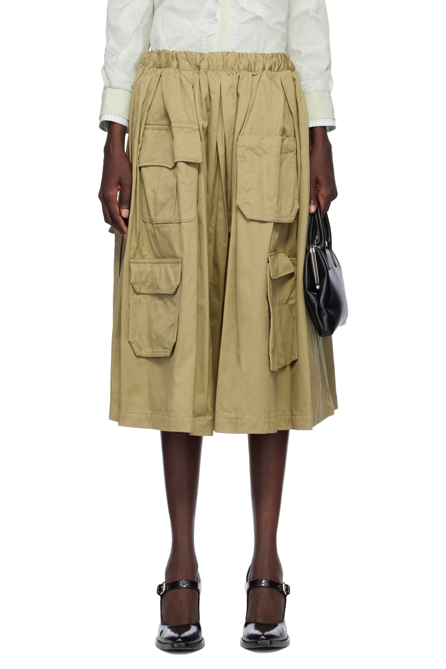 COTTON TWILL POCKET SKIRT IN BEIGE, SS25