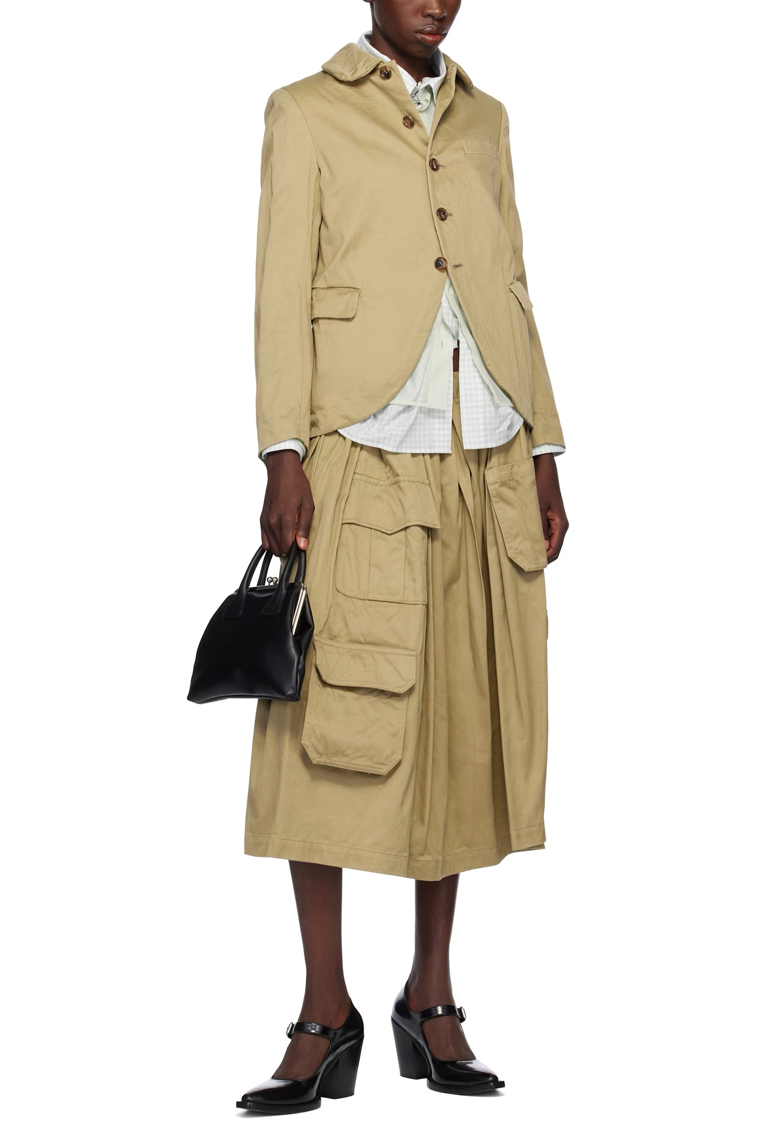 COTTON TWILL POCKET SKIRT IN BEIGE, SS25