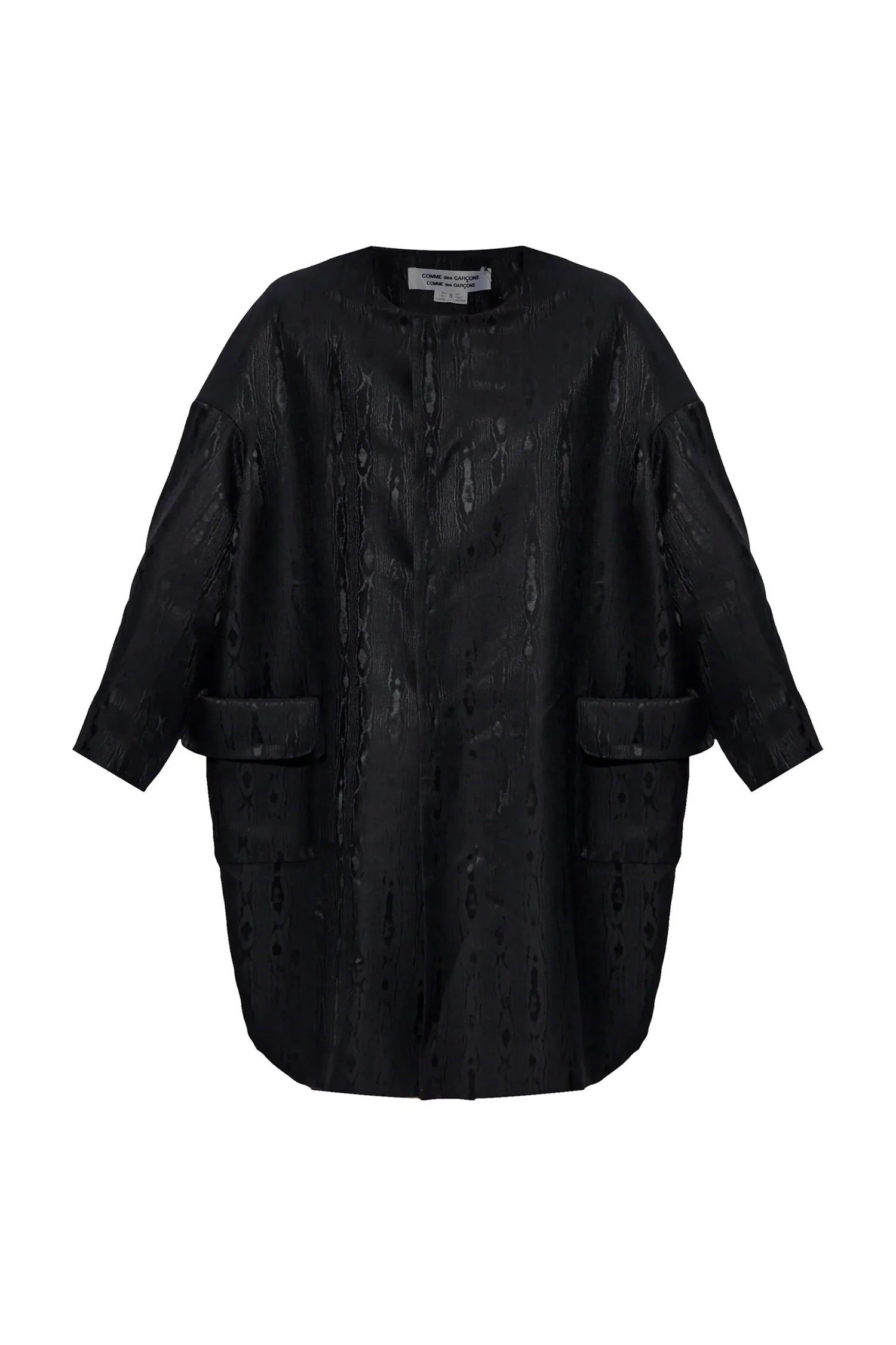 MOIRE PATTERN COAT IN BLACK, SS25