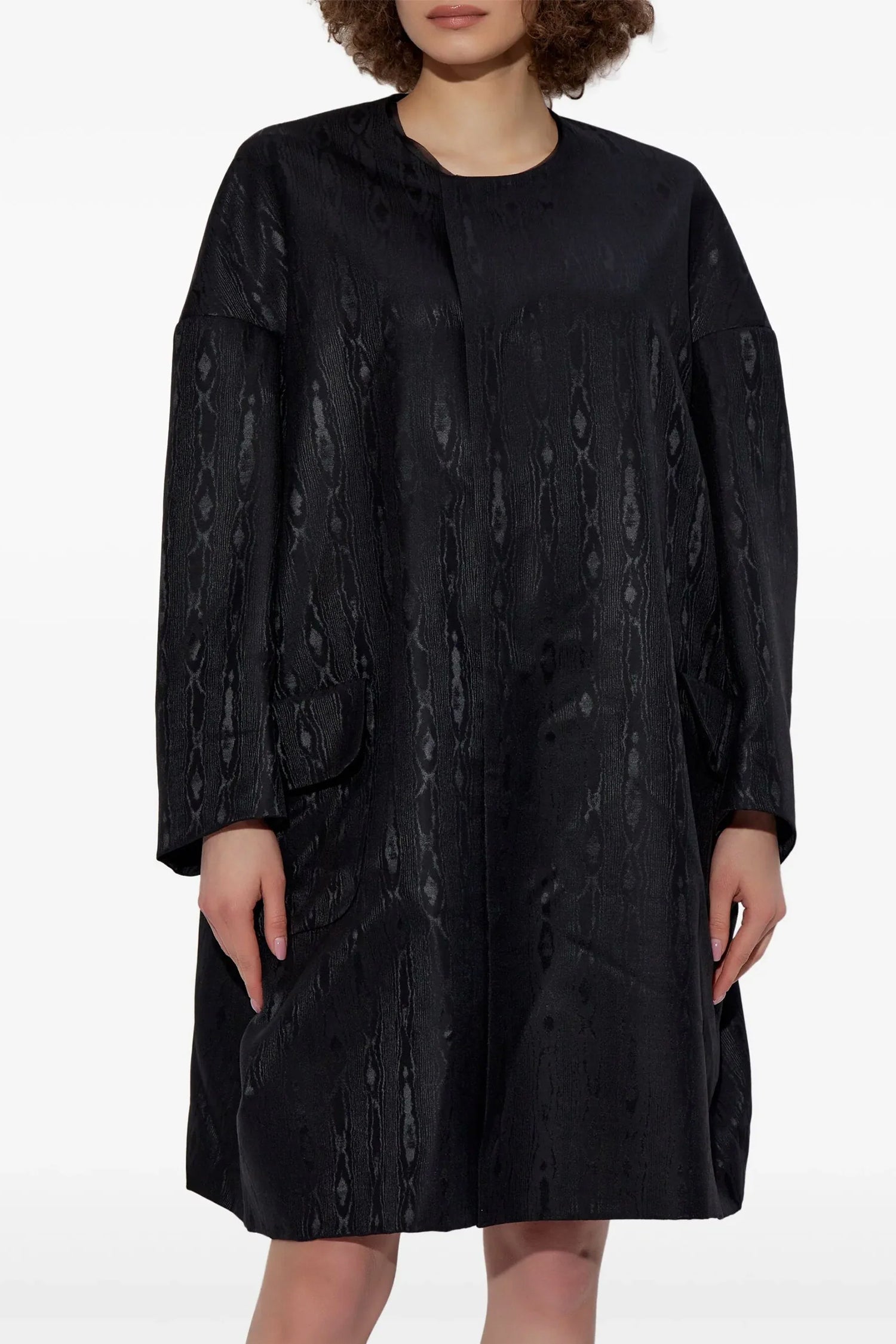 MOIRE PATTERN COAT IN BLACK, SS25