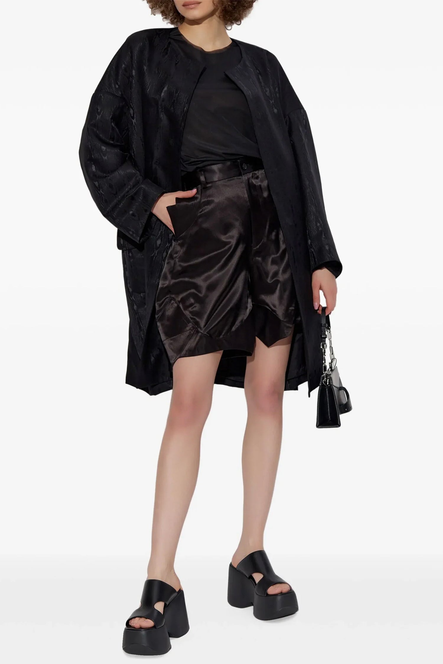 MOIRE PATTERN COAT IN BLACK, SS25