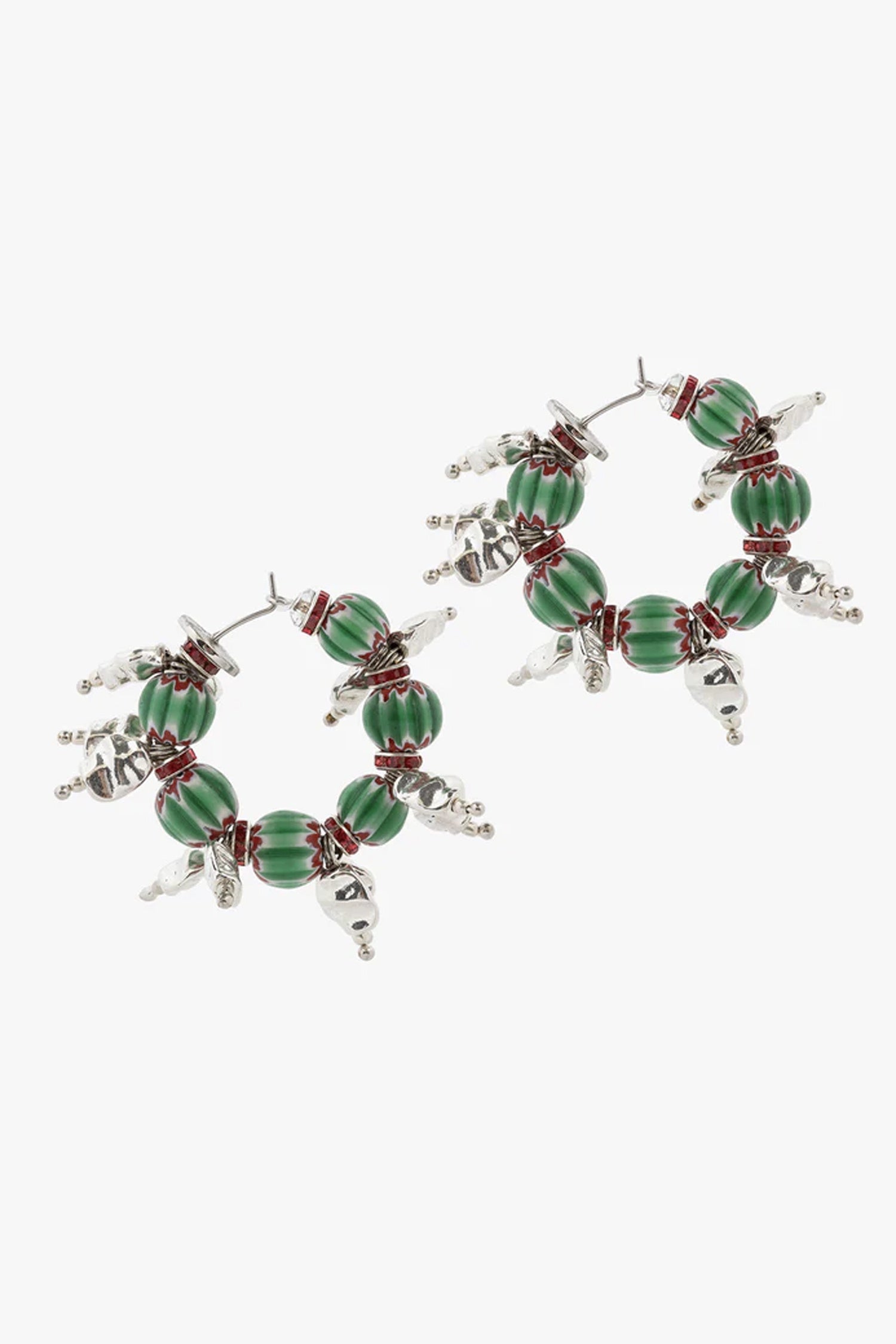 BEADED HOOP EARRINGS IN GREEN, SS26