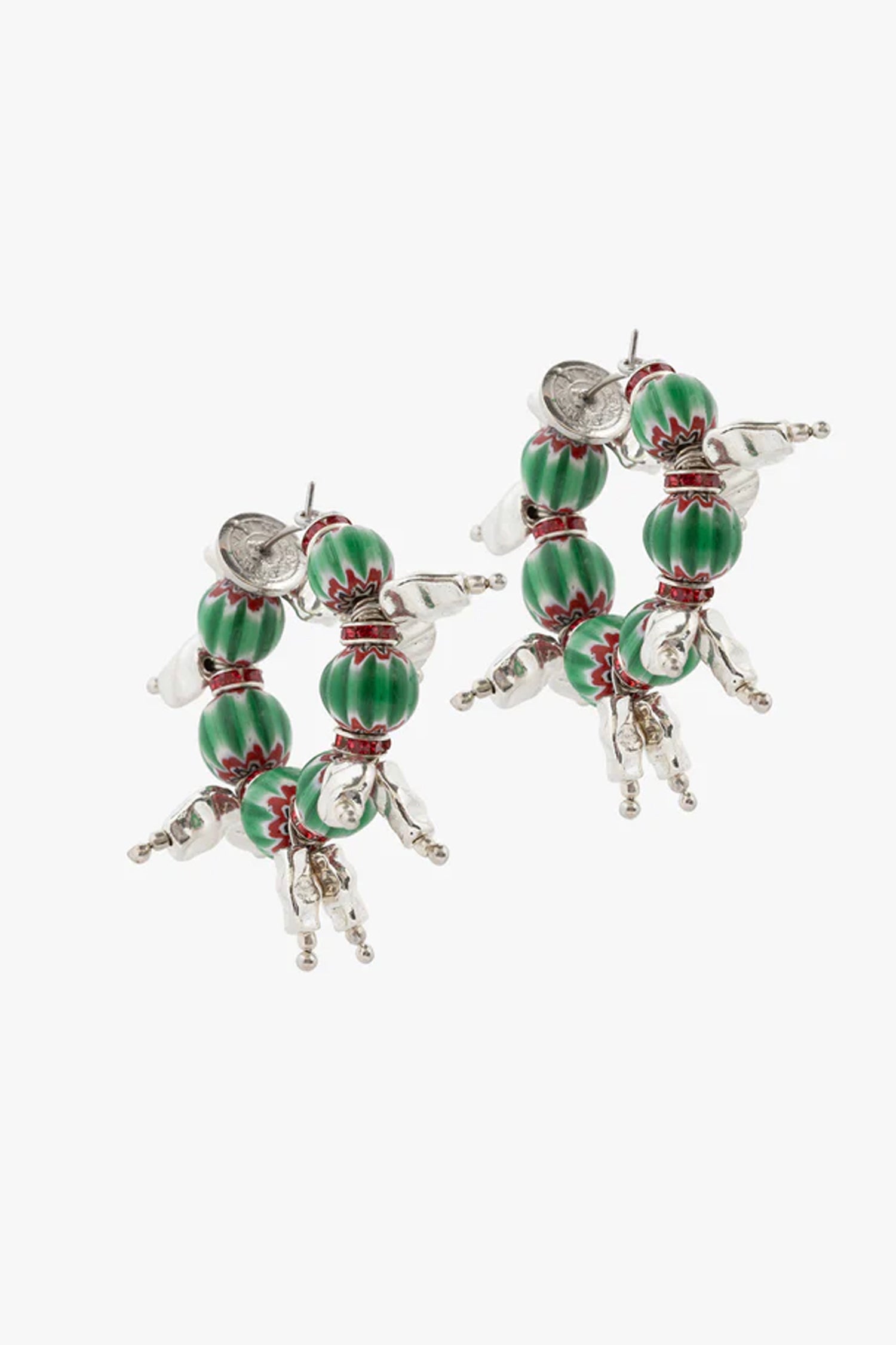 BEADED HOOP EARRINGS IN GREEN, SS26