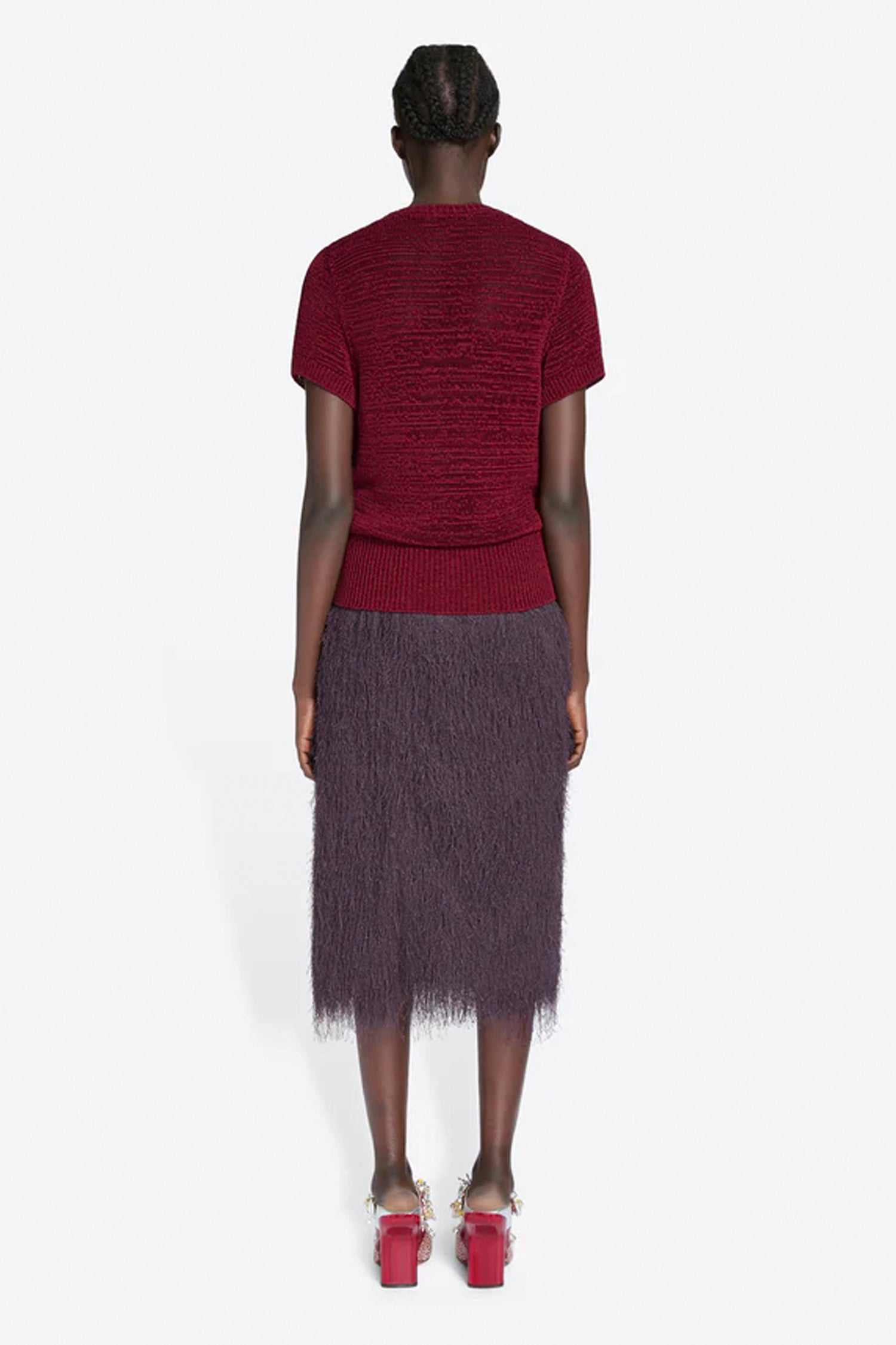 SOKNA FRINGED SKIRT IN DARK PURPLE, SS26