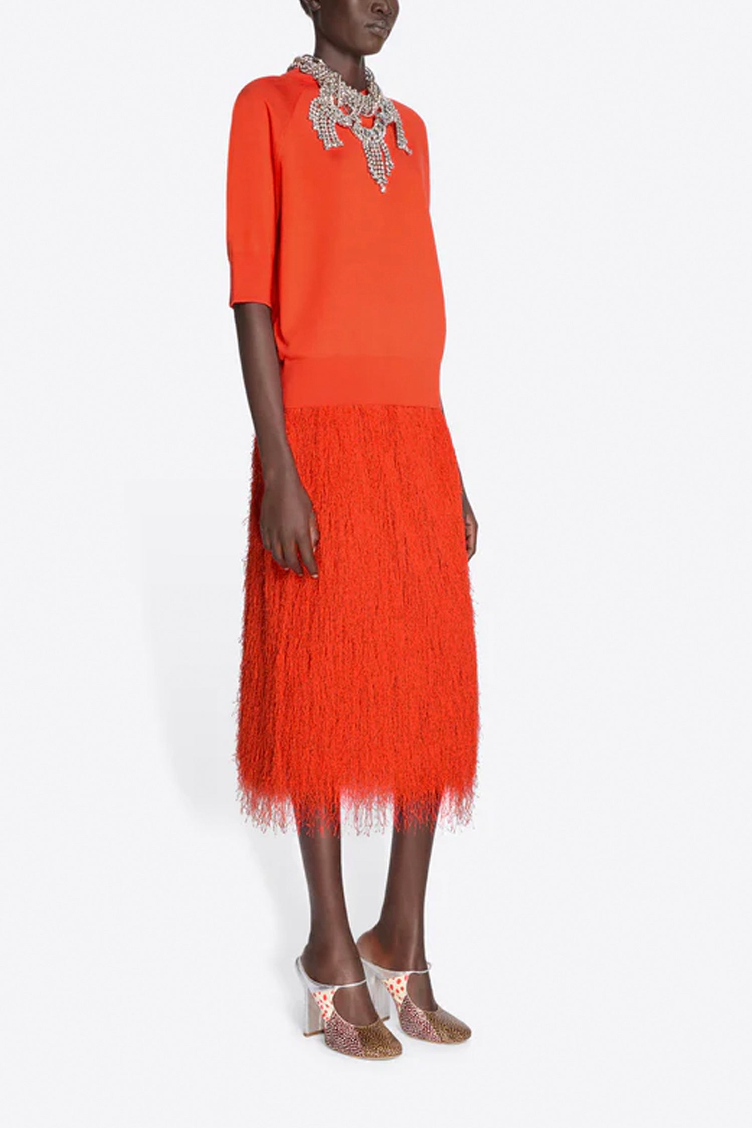 SOKNA FRINGED SKIRT IN RED, SS26