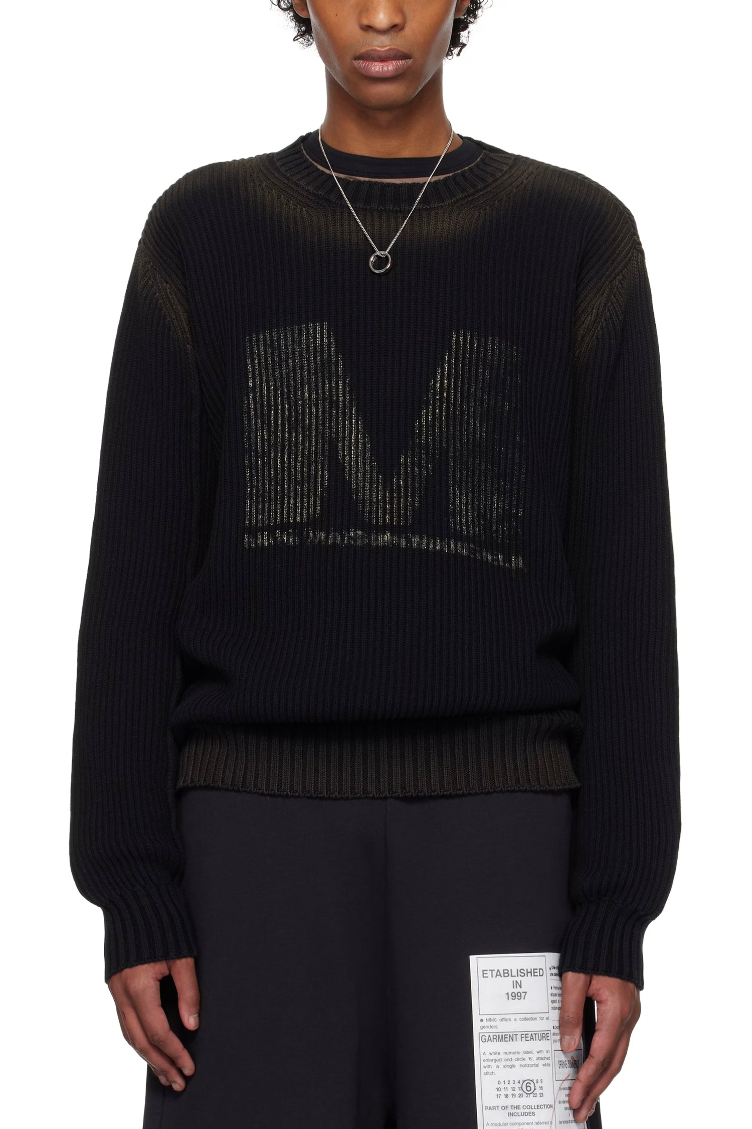 M LOGO KNIT JUMPER IN BLACK/BLACK, SS25