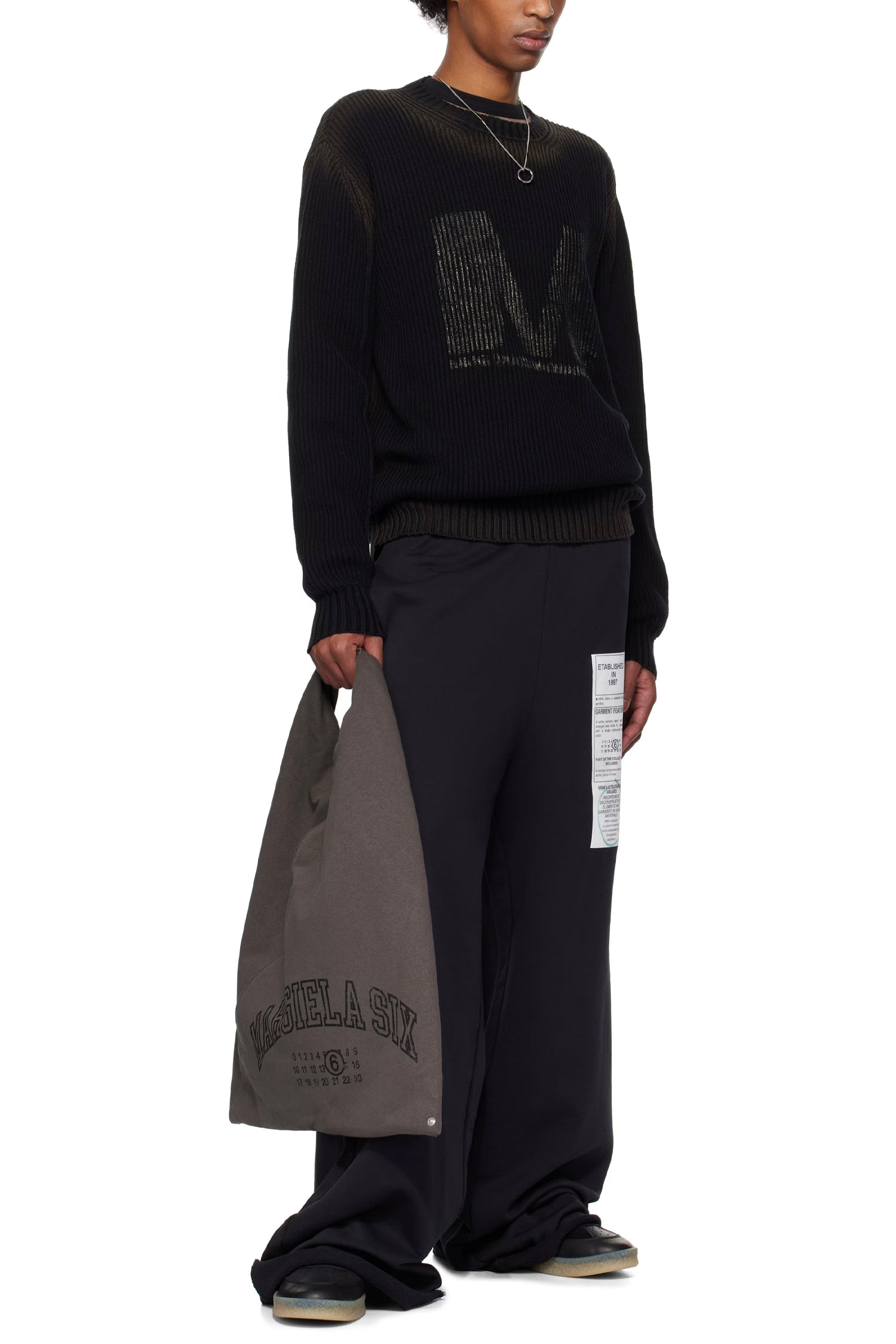 M LOGO KNIT JUMPER IN BLACK/BLACK, SS25