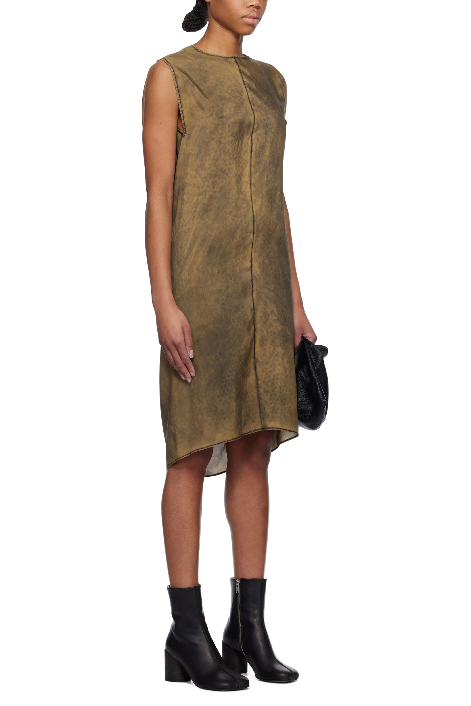 SILK MIDI DRESS IN KHAKI, SS25