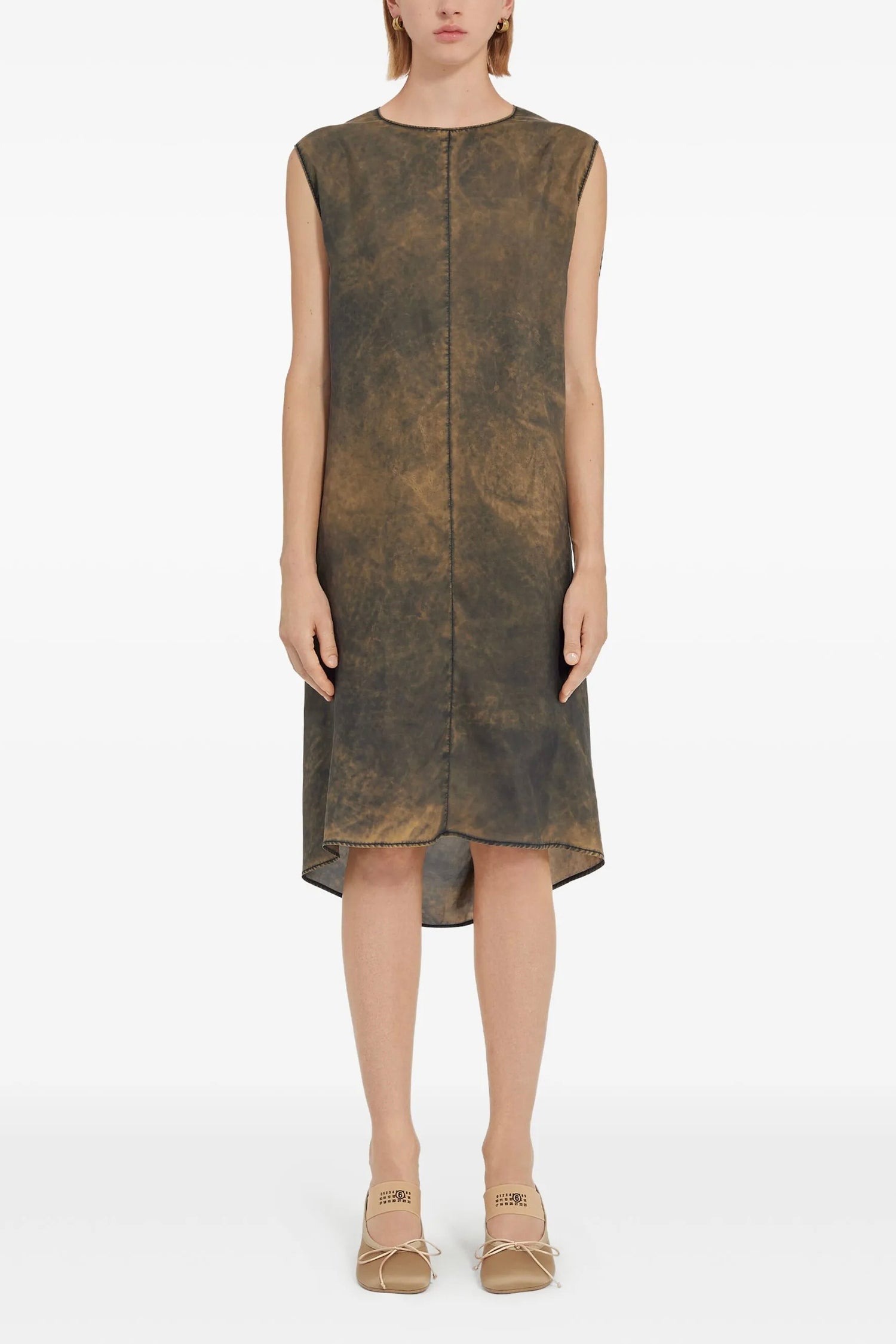 SILK MIDI DRESS IN KHAKI, SS25