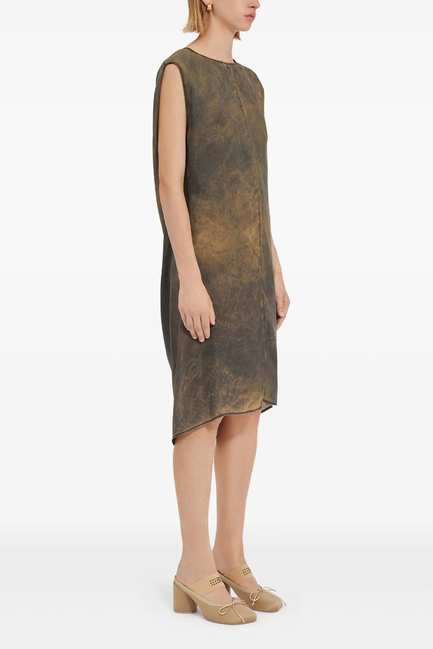 SILK MIDI DRESS IN KHAKI, SS25