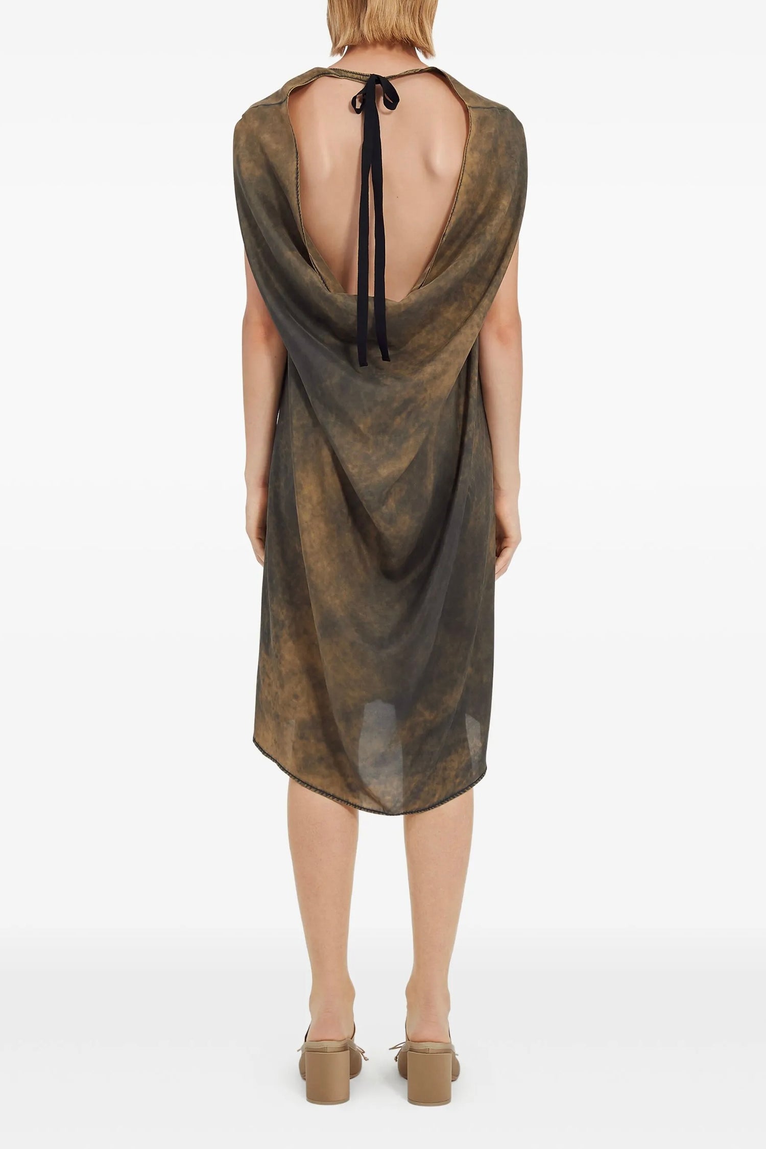 SILK MIDI DRESS IN KHAKI, SS25