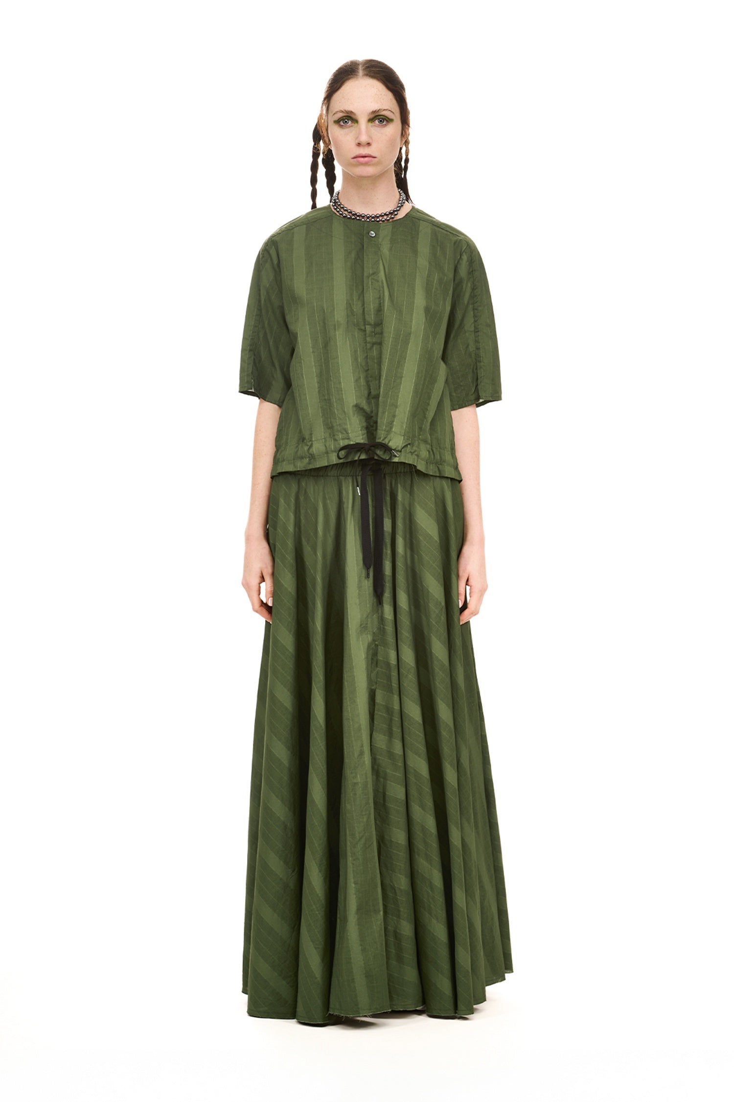 GRID BLOUSON IN GREEN OLIVE, SS26