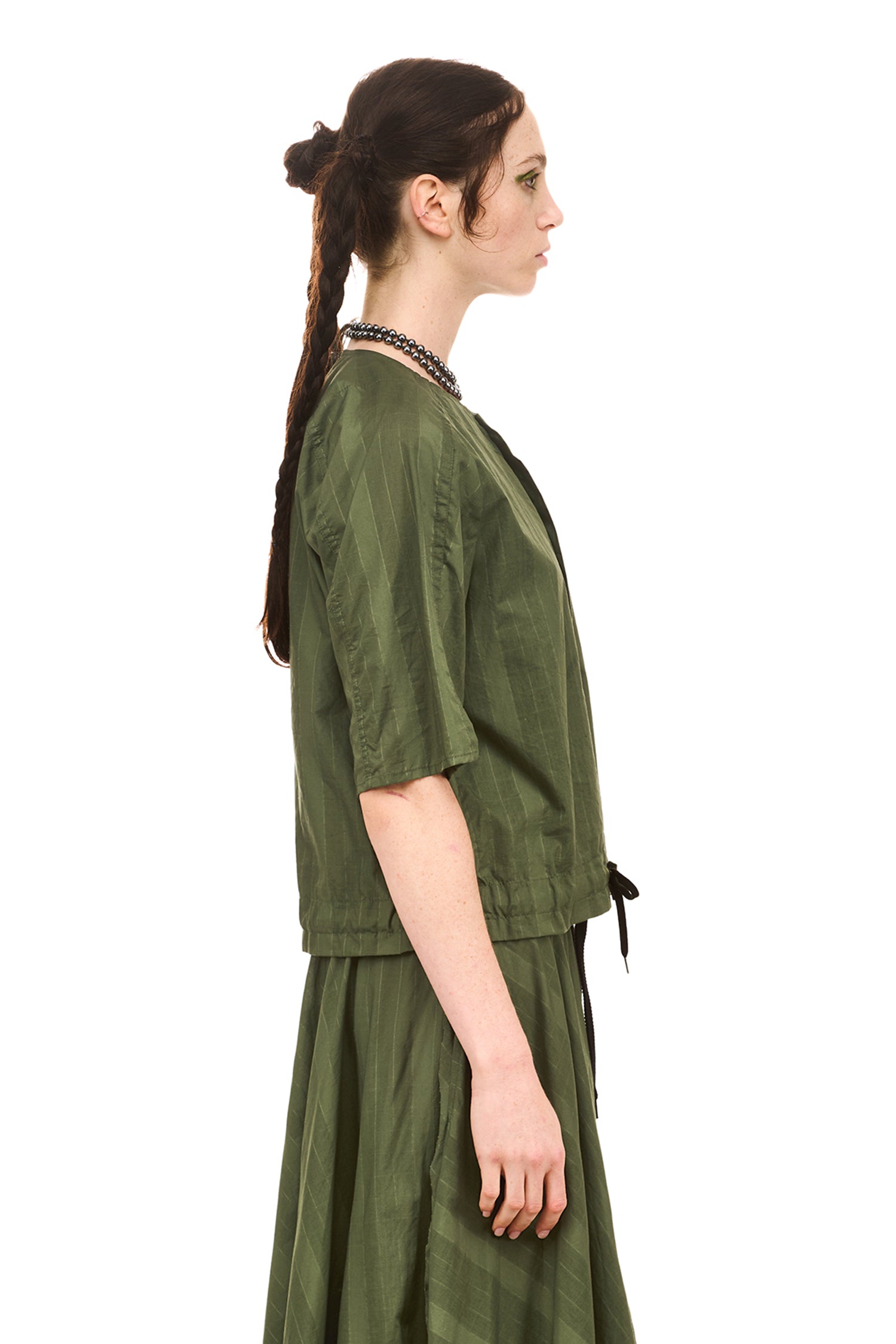 GRID BLOUSON IN GREEN OLIVE, SS26