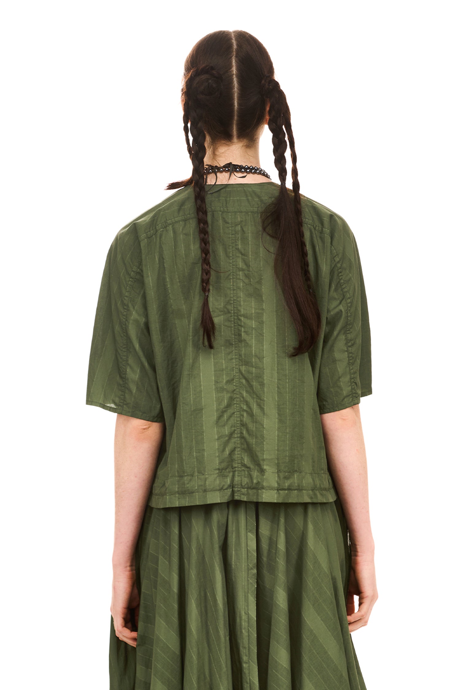 GRID BLOUSON IN GREEN OLIVE, SS26