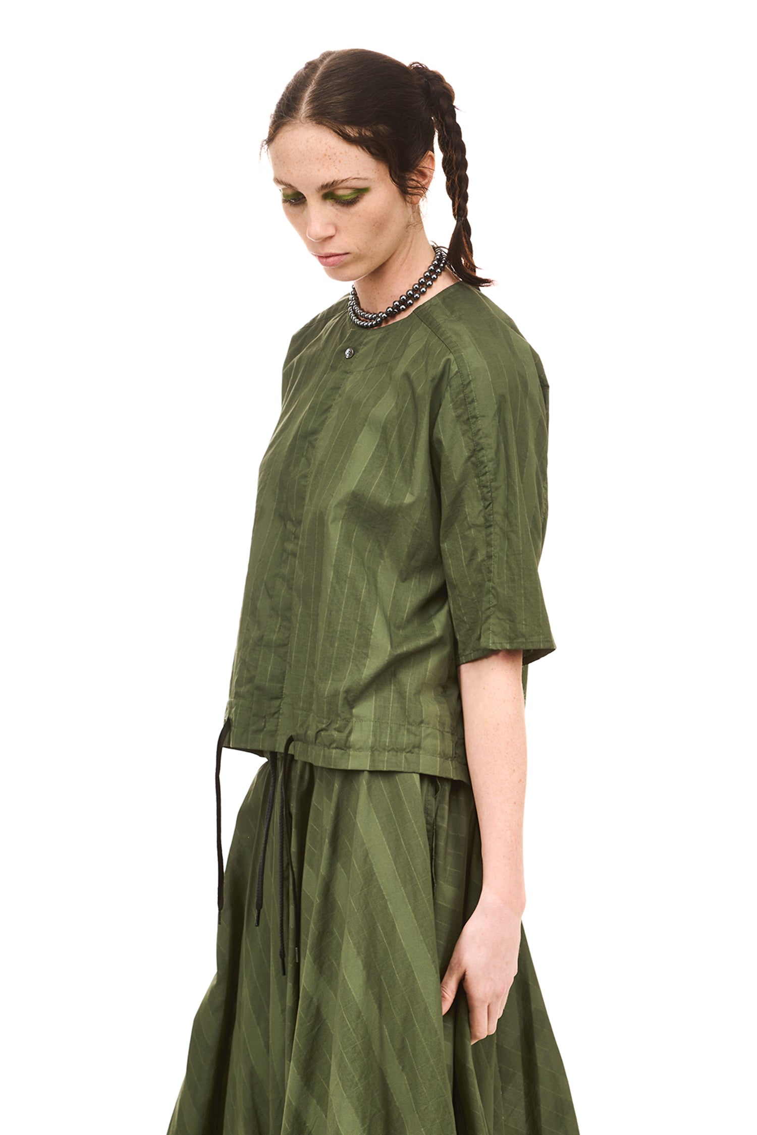 GRID BLOUSON IN GREEN OLIVE, SS26