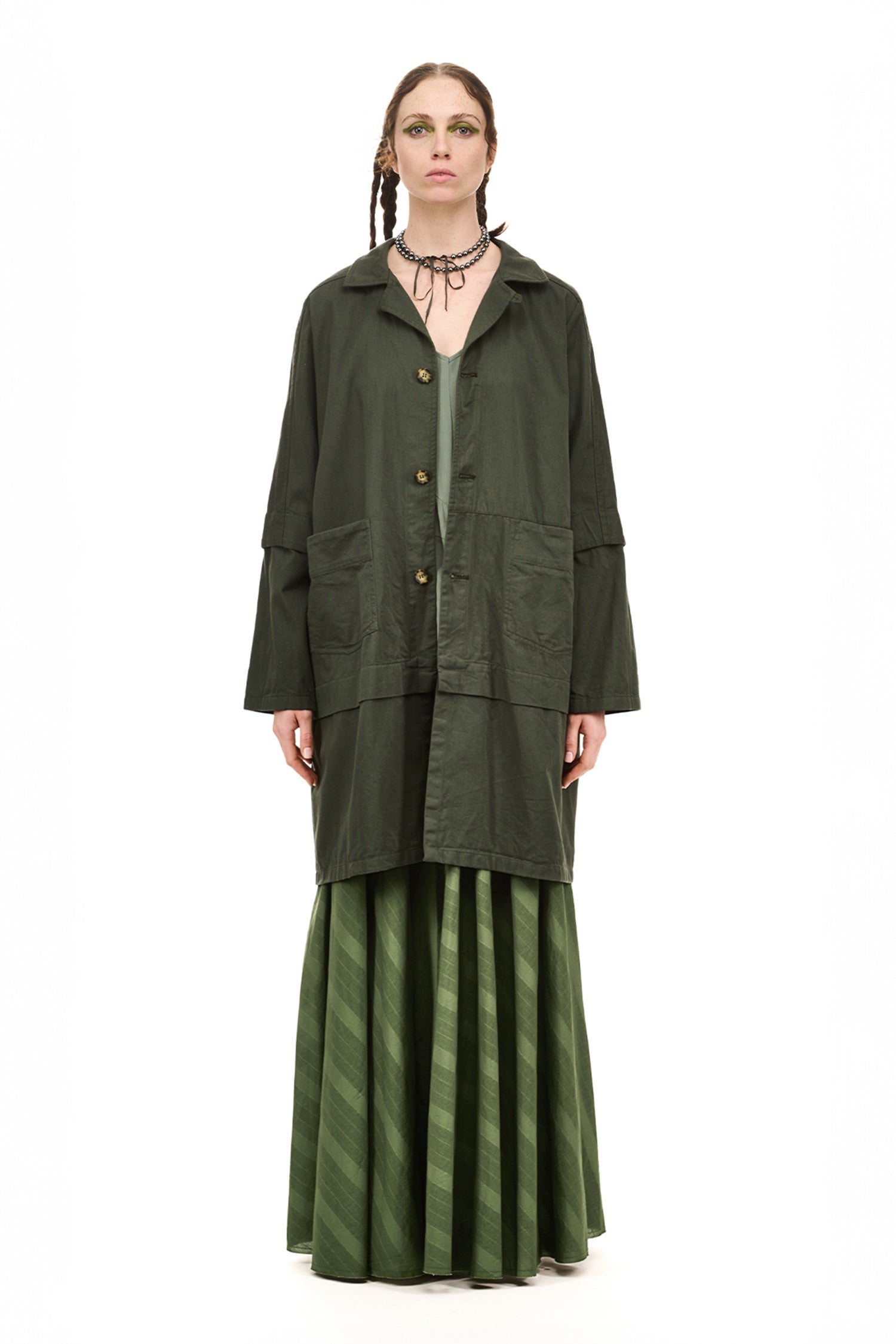 MANUSCRIPT COAT IN GREEN DAY, SS26