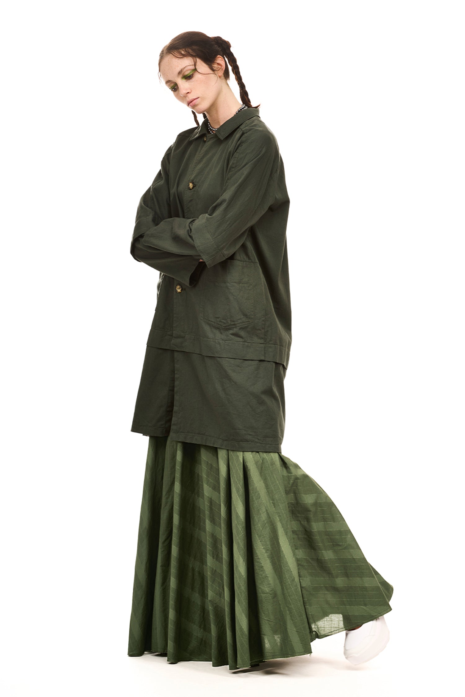 MANUSCRIPT COAT IN GREEN DAY, SS26