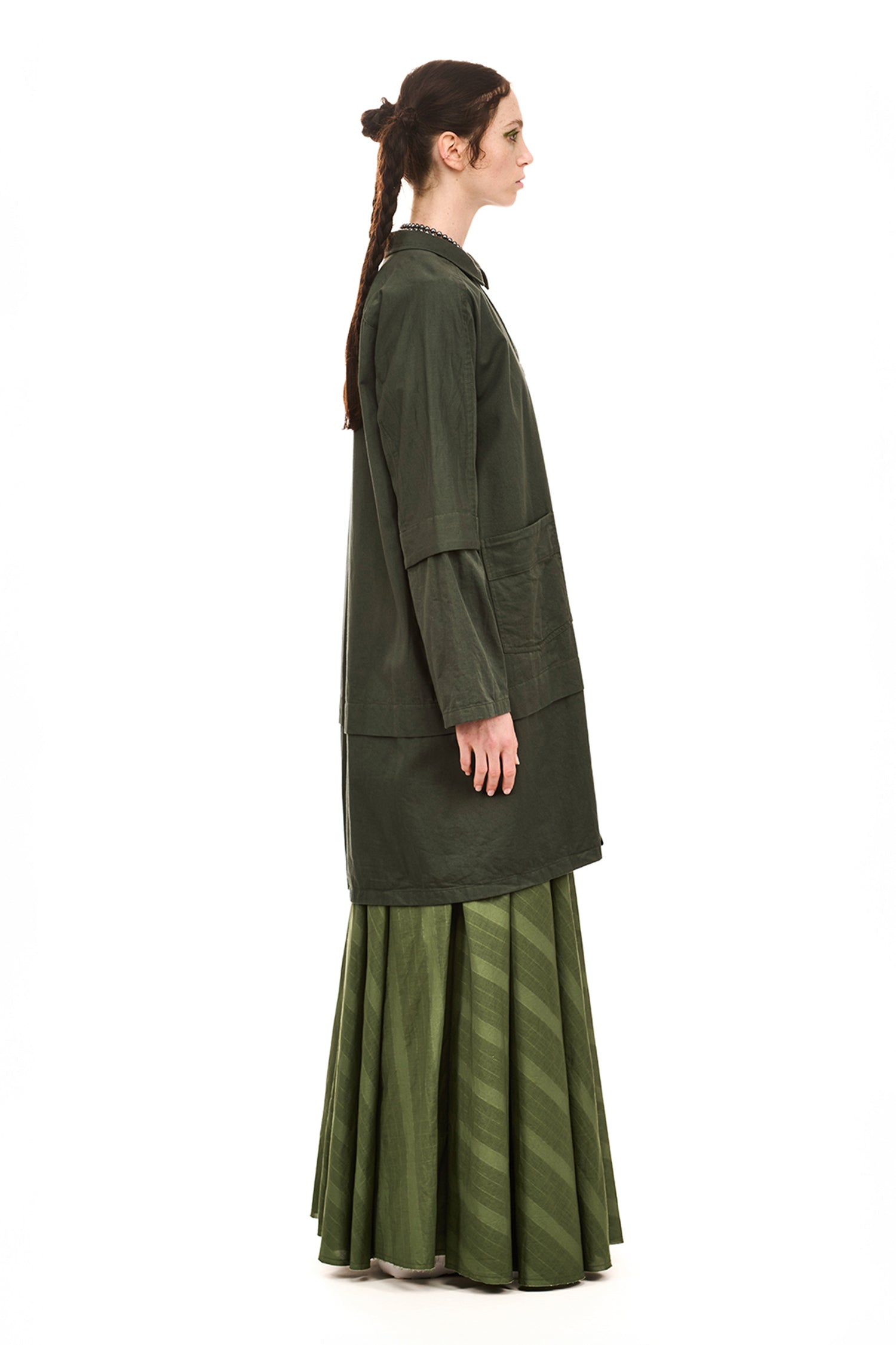 MANUSCRIPT COAT IN GREEN DAY, SS26
