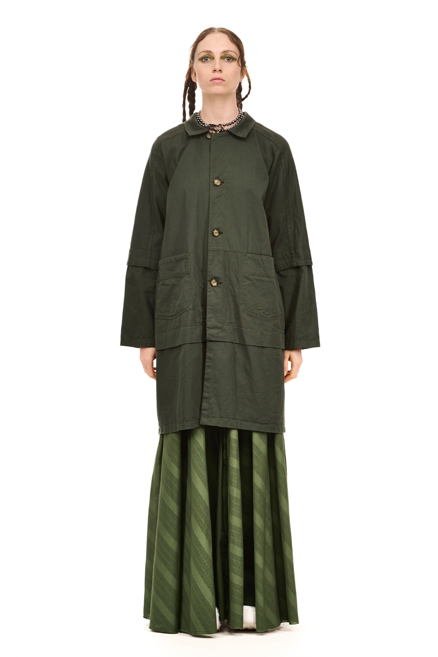 MANUSCRIPT COAT IN GREEN DAY, SS26