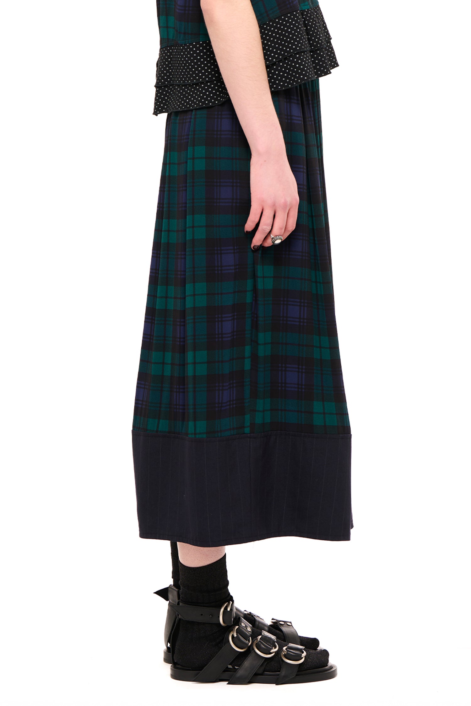 COMPILATION SKIRT IN BLACKWASH TARTAN, AW26