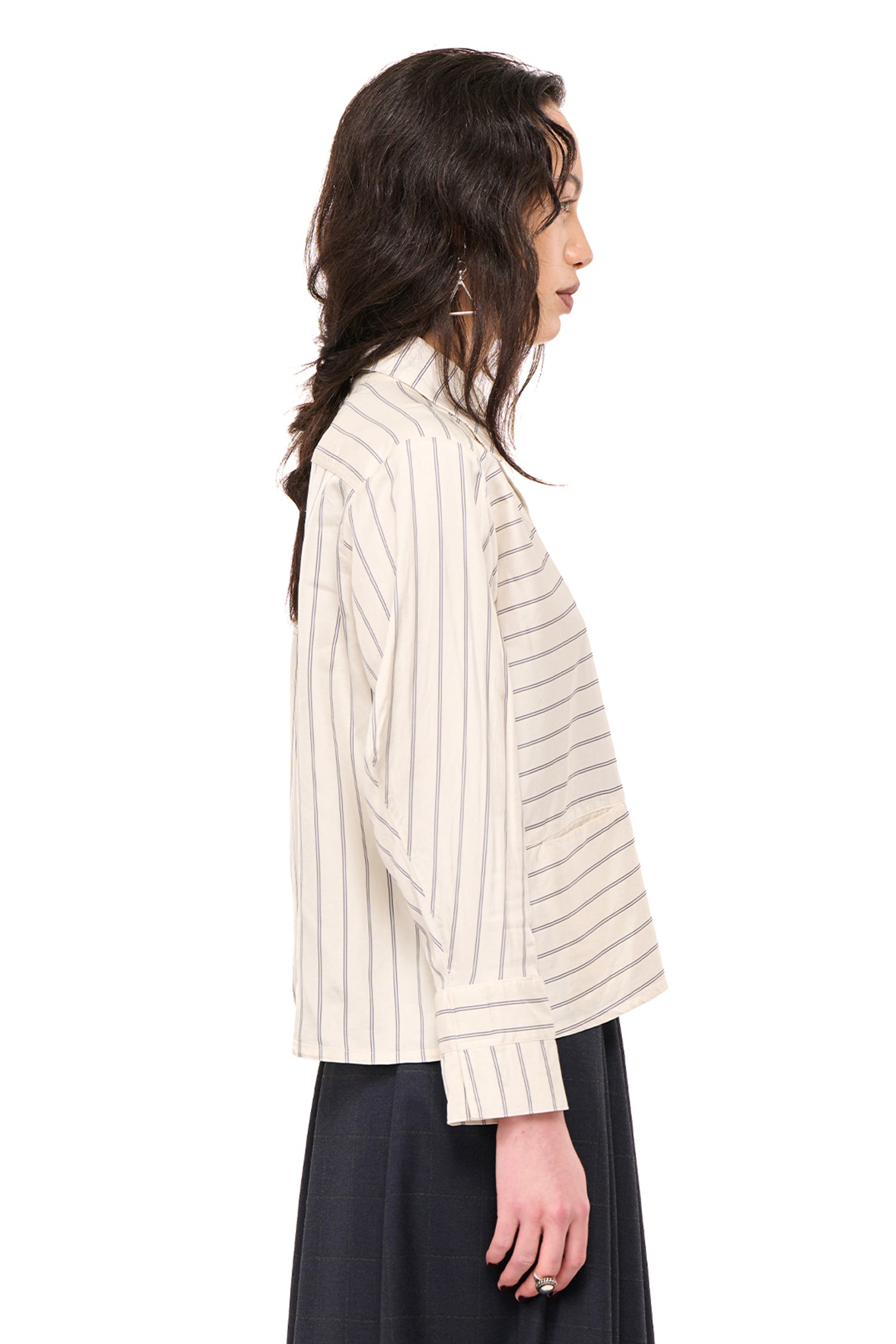 LINE DANCE SHIRT IN CREAM/NAVY STRIPE, AW26