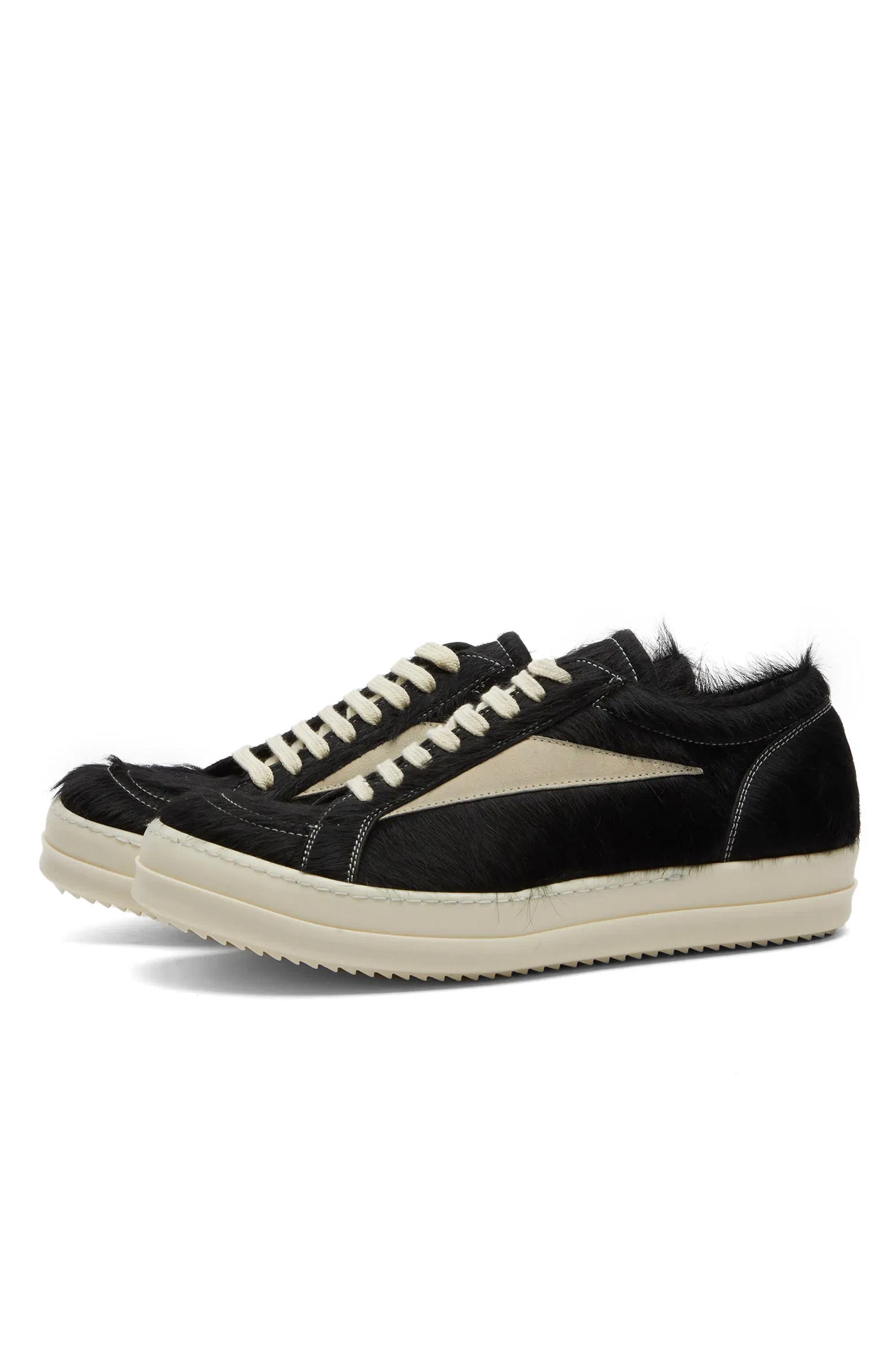 FUR LINED LIDO VINTAGE LOW-TOP SNEAKERS IN BLACK/BLACK/MILK, SS24