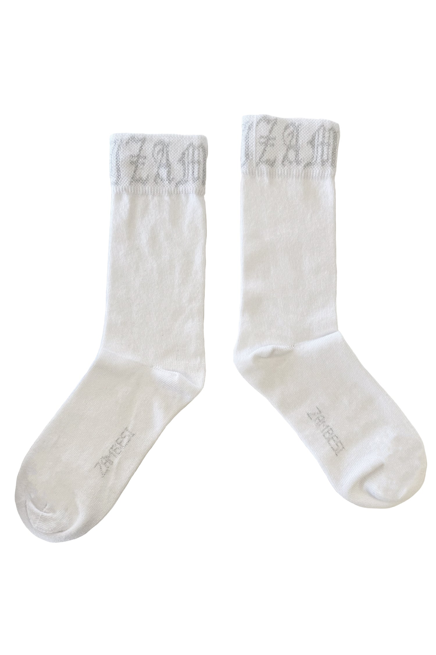TINSEL GOTHIC SOX IN WHITE/SILVER