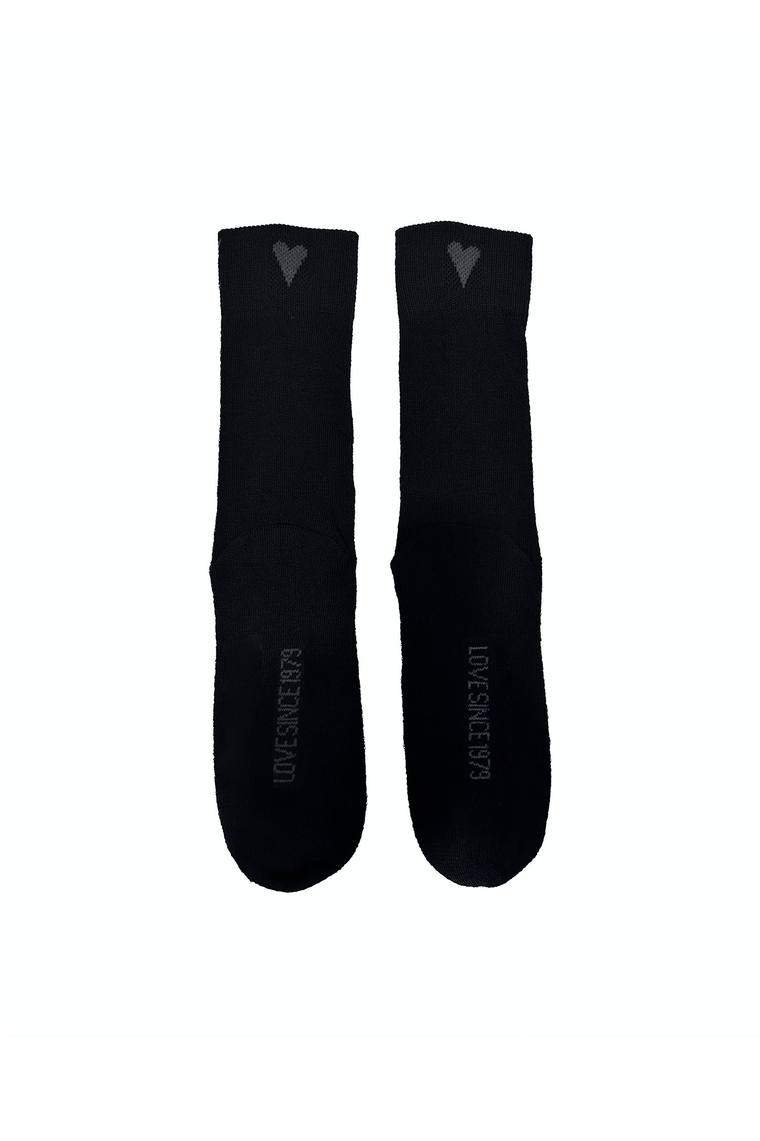 MERINO HEART SOX IN BLACK/STEEL