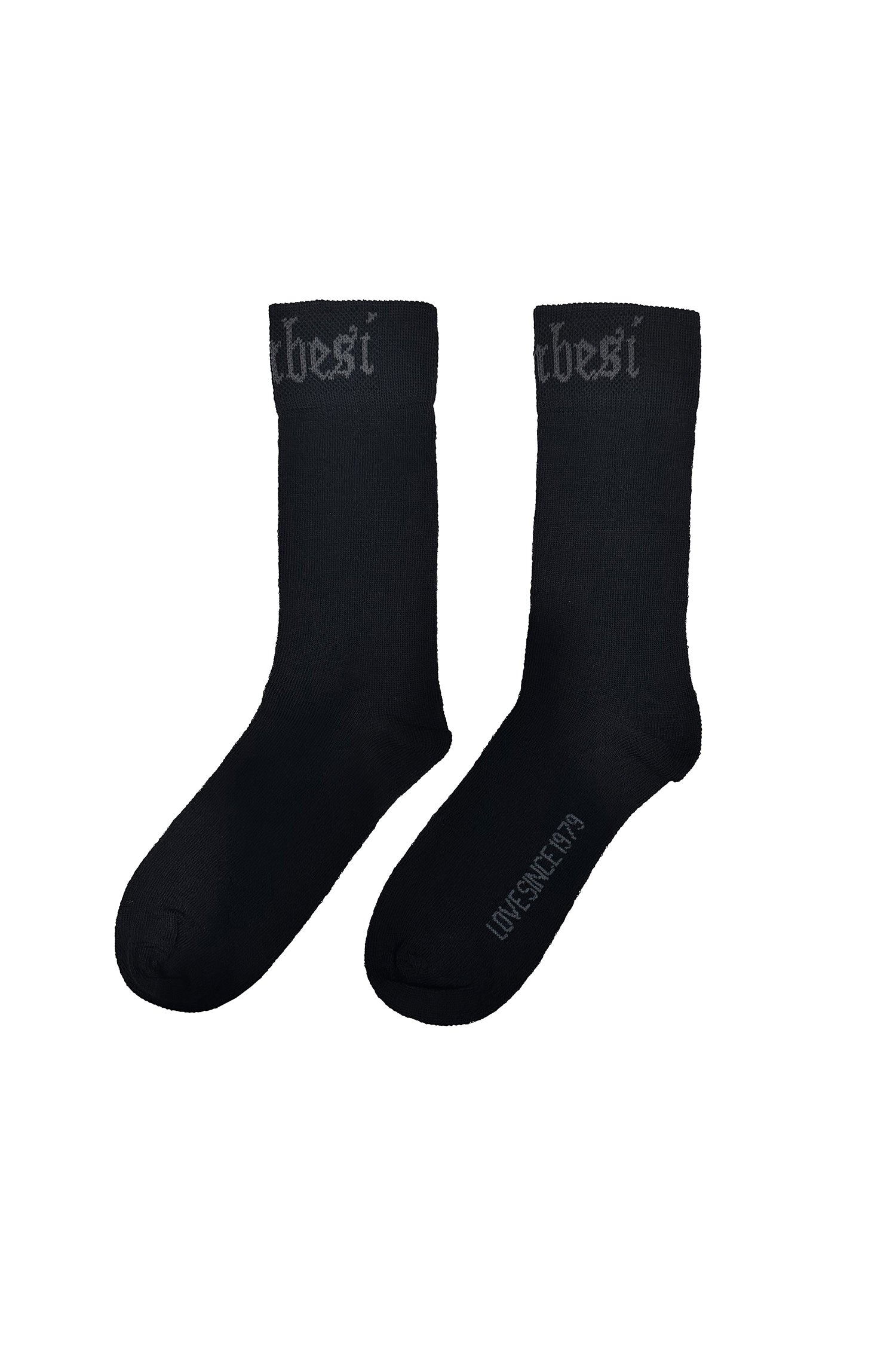 MERINO HEART SOX IN BLACK/STEEL