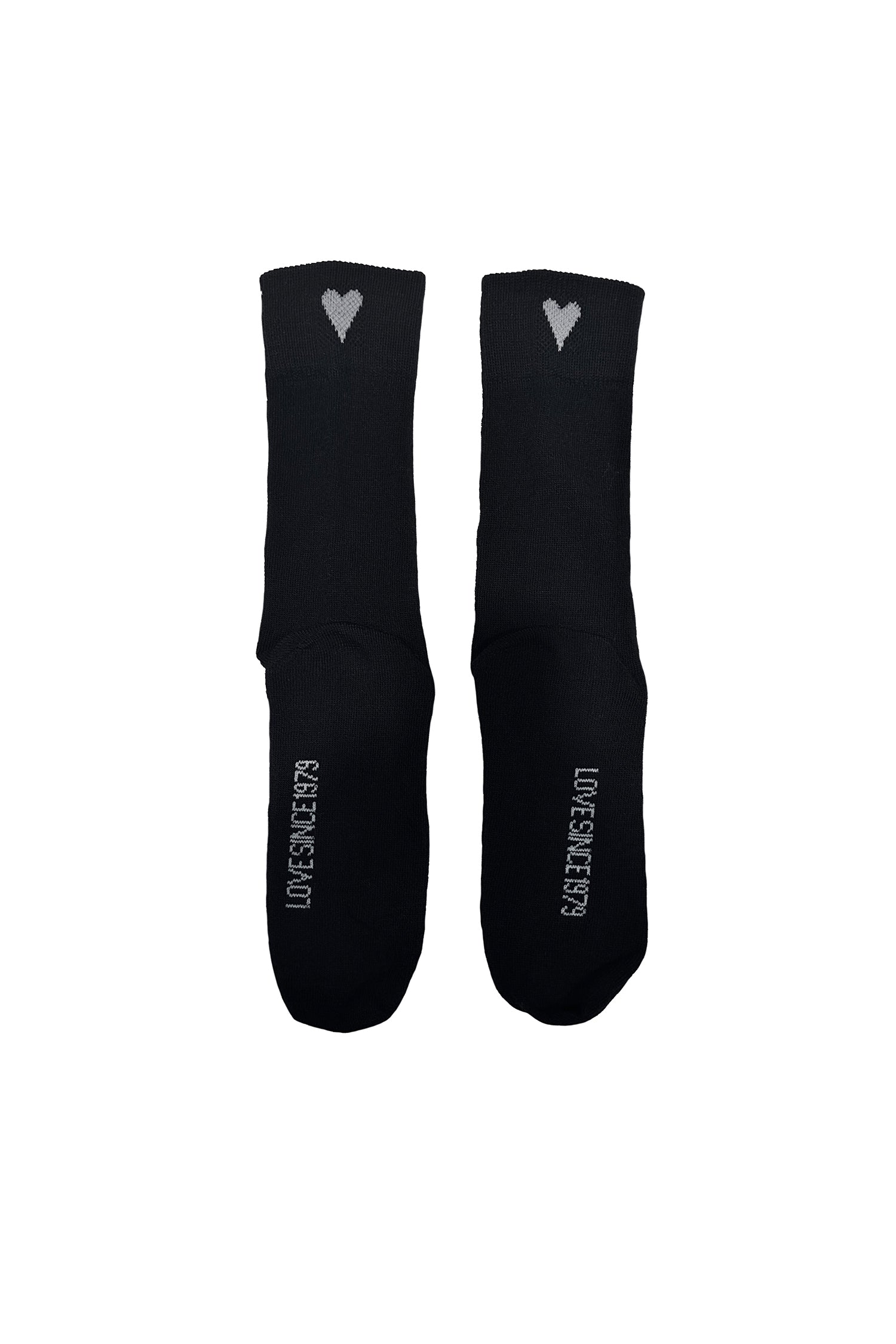 MERINO HEART SOX IN BLACK/BONE